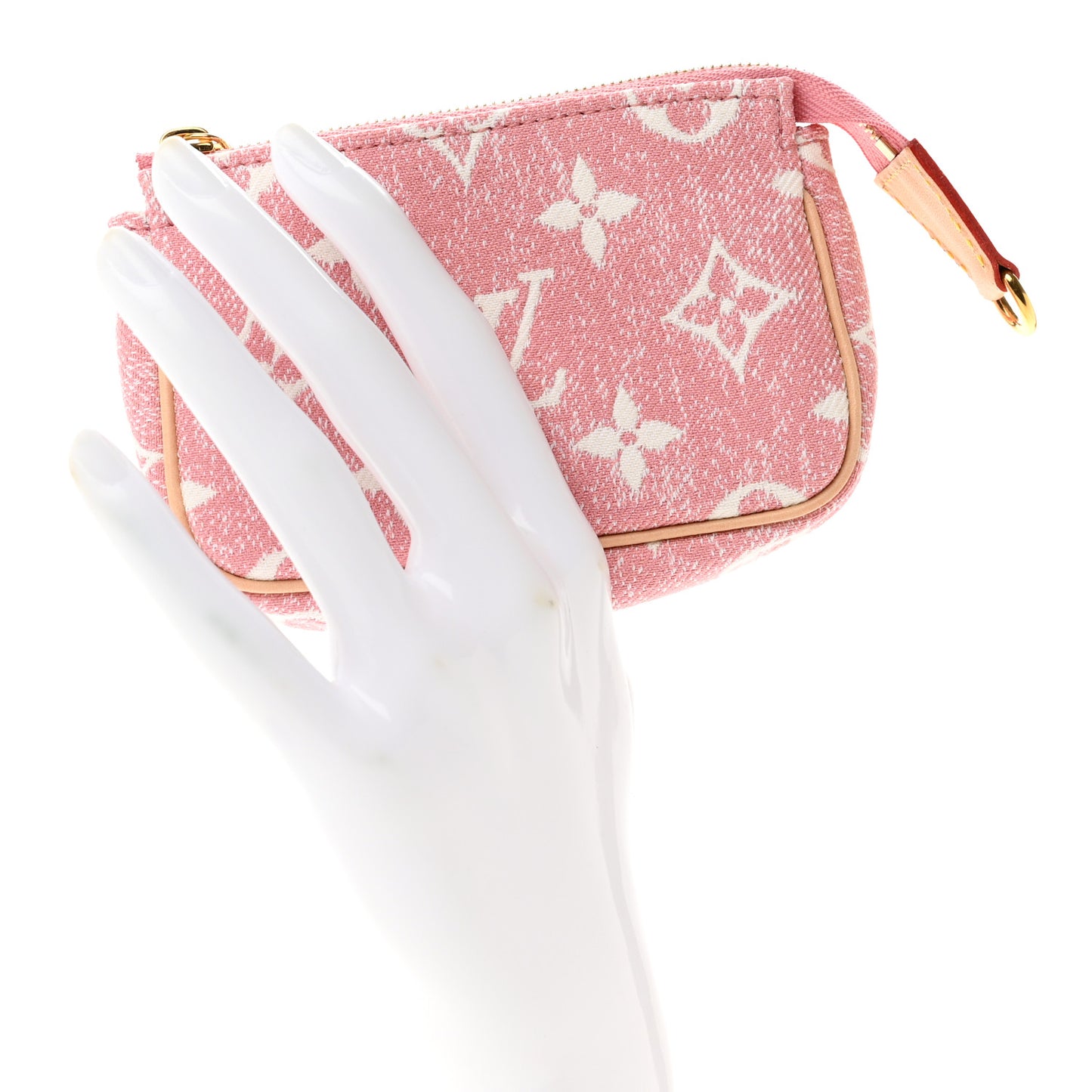 Denim Jacquard Monogram Micro Pochette Accessories Rose