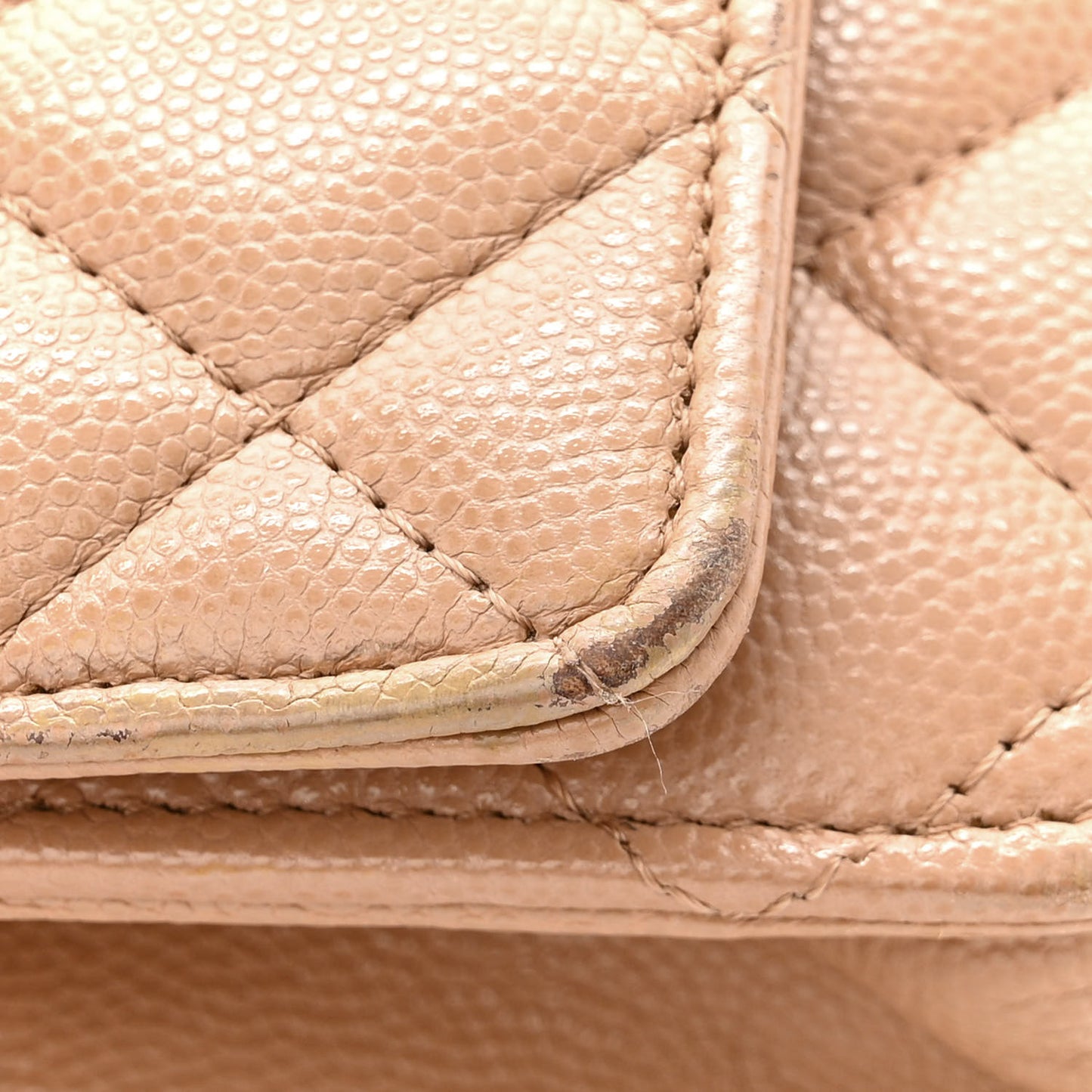 Caviar Quilted Wallet on Chain WOC Dark Beige