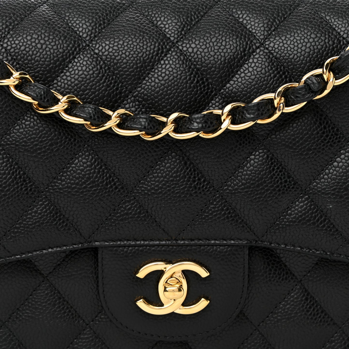Caviar Quilted Jumbo Double Flap Black