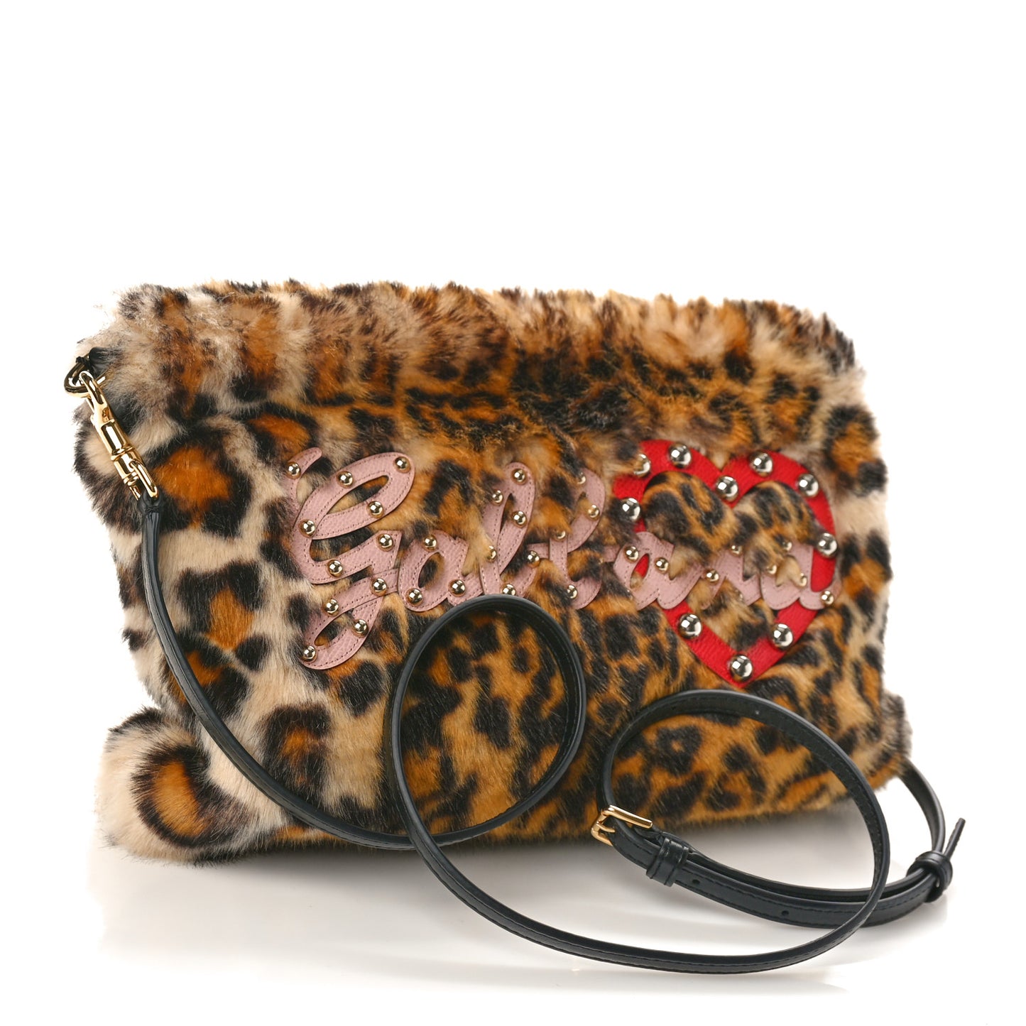 EcoFur Leopard Print Embellished Cleo Crossbody