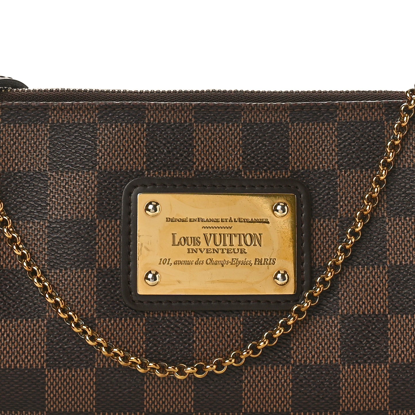 LOUIS VUITTON Damier Ebene Eva Clutch