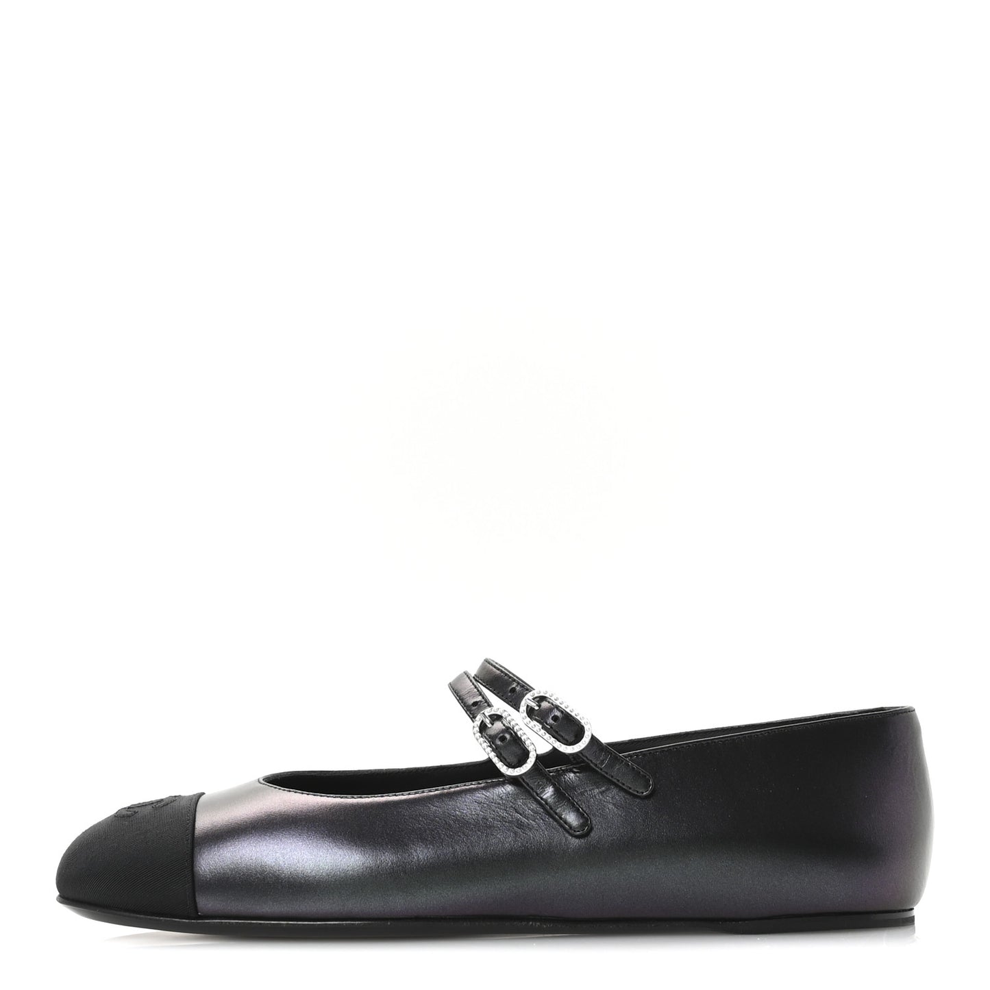 Lambskin Grosgrain Mary Jane Flats 39.5 Black