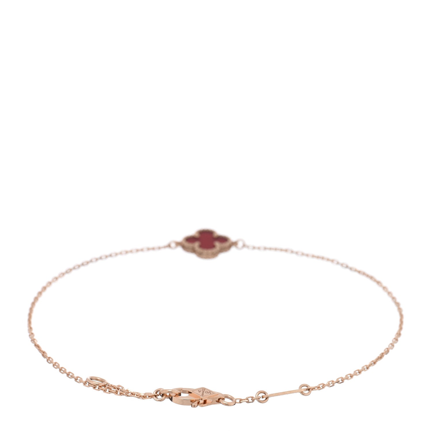 Van Cleef & Arpels 18K Rose Gold Carnelian Sweet Alhambra Bracelet 2 of 4