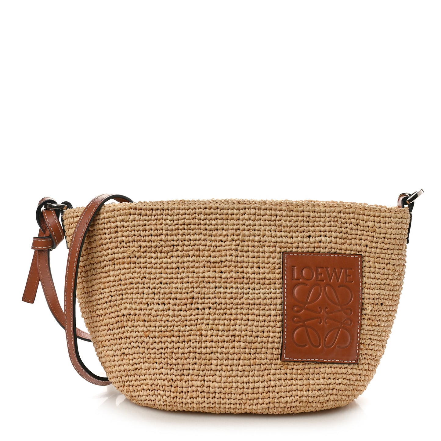 Calfskin Raffia Paulas Ibiza Pochette Bag Natural Tan