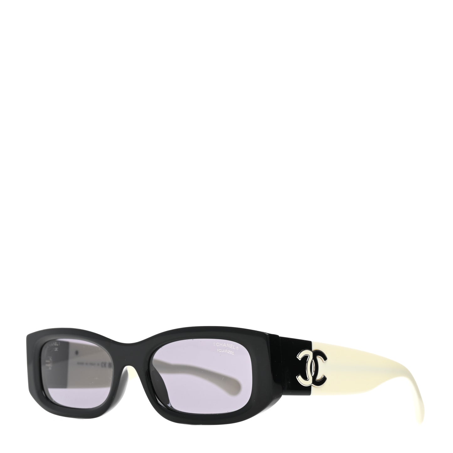 Acetate Rectangle Sunglasses 5525 Black White