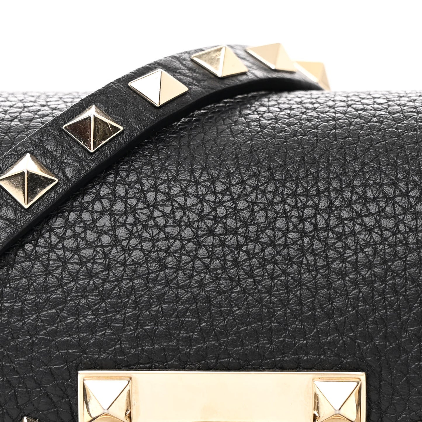 Pebbled Calfskin Mini Rockstud Crossbody Bag Black