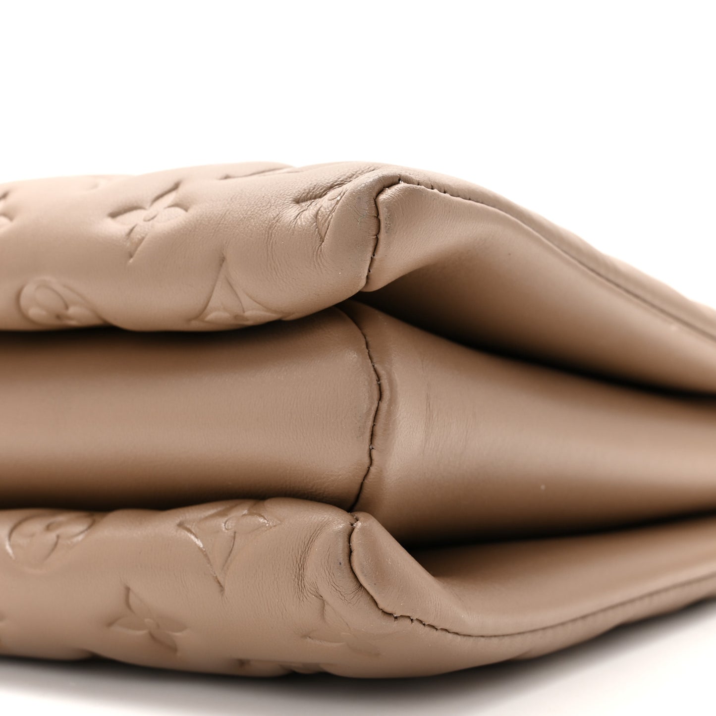 Lambskin Embossed Monogram Coussin MM Taupe