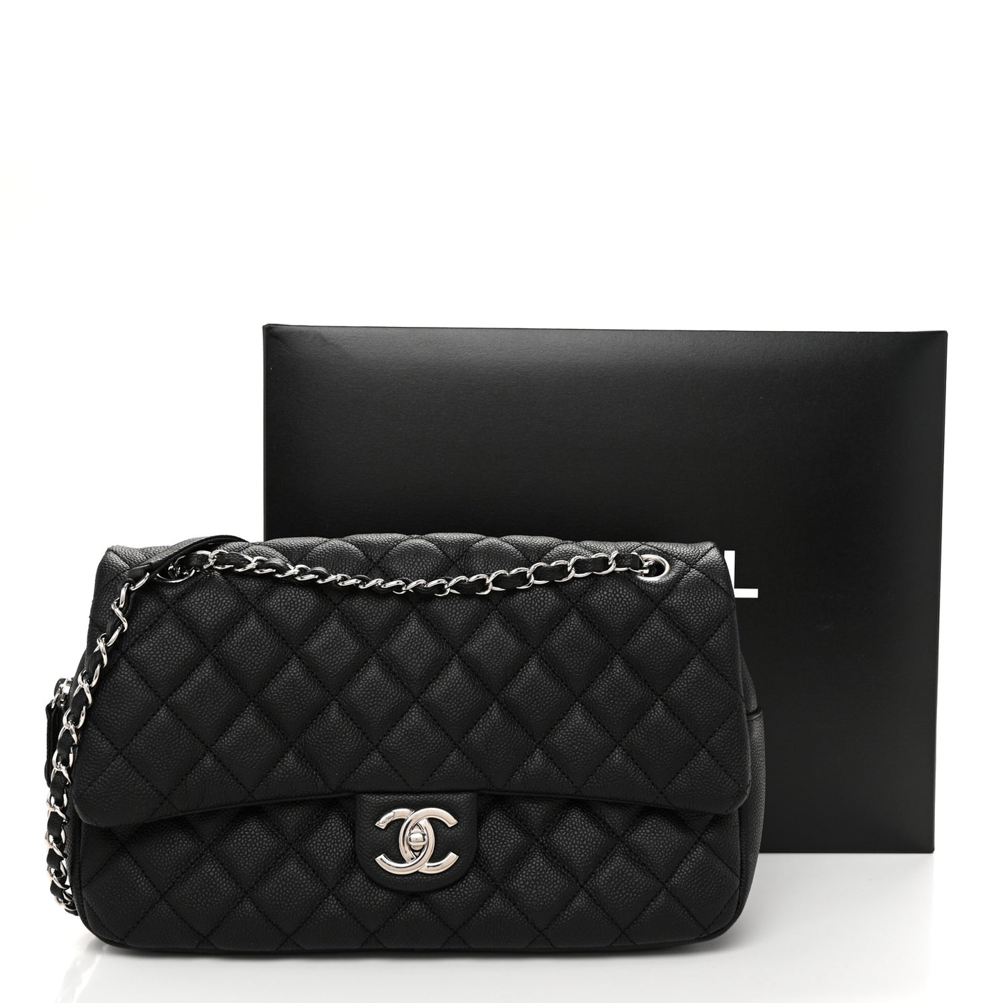 Caviar Quilted Jumbo Easy Flap Black