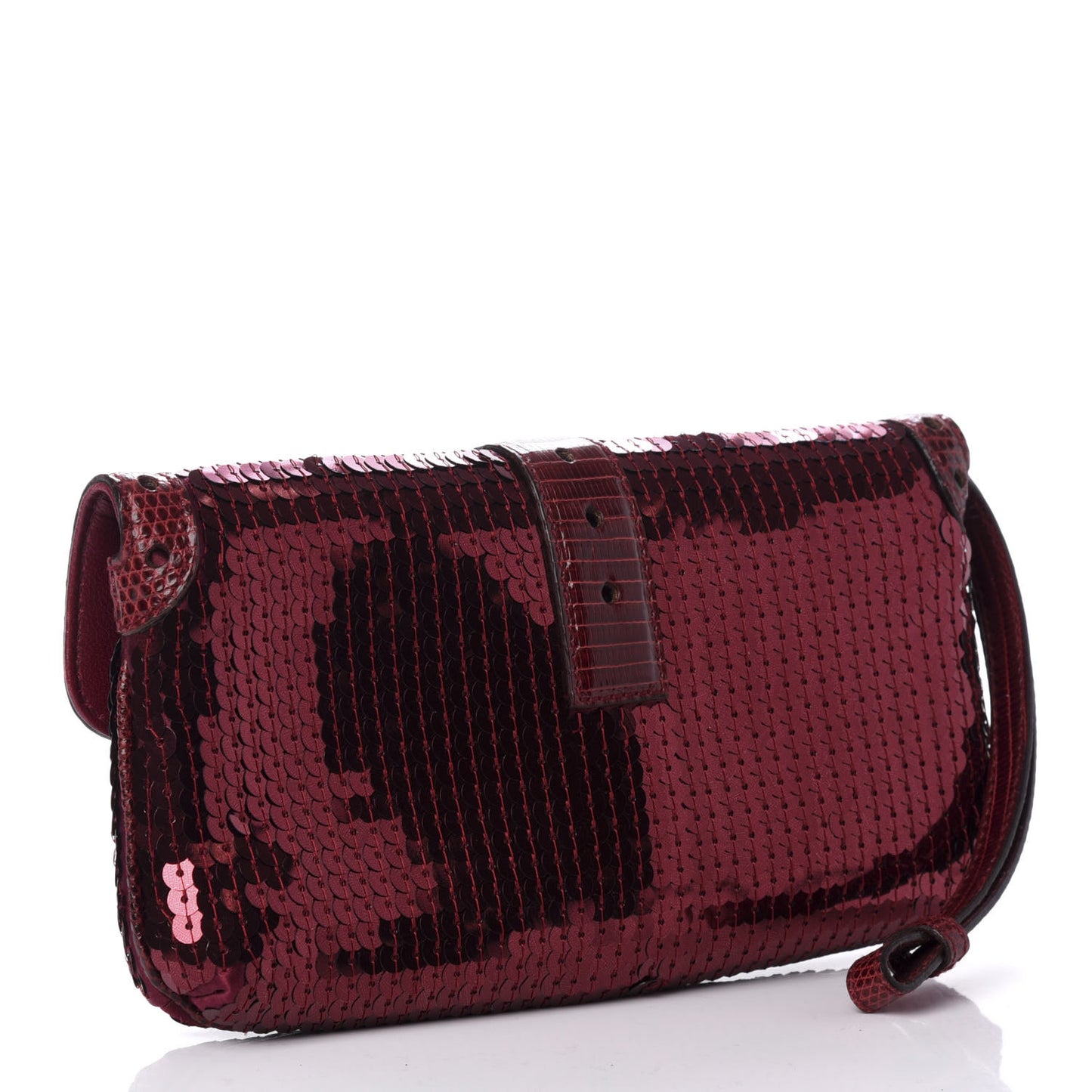 Sequin Lizard Crystal Wristlet Clutch Bag Bordeaux