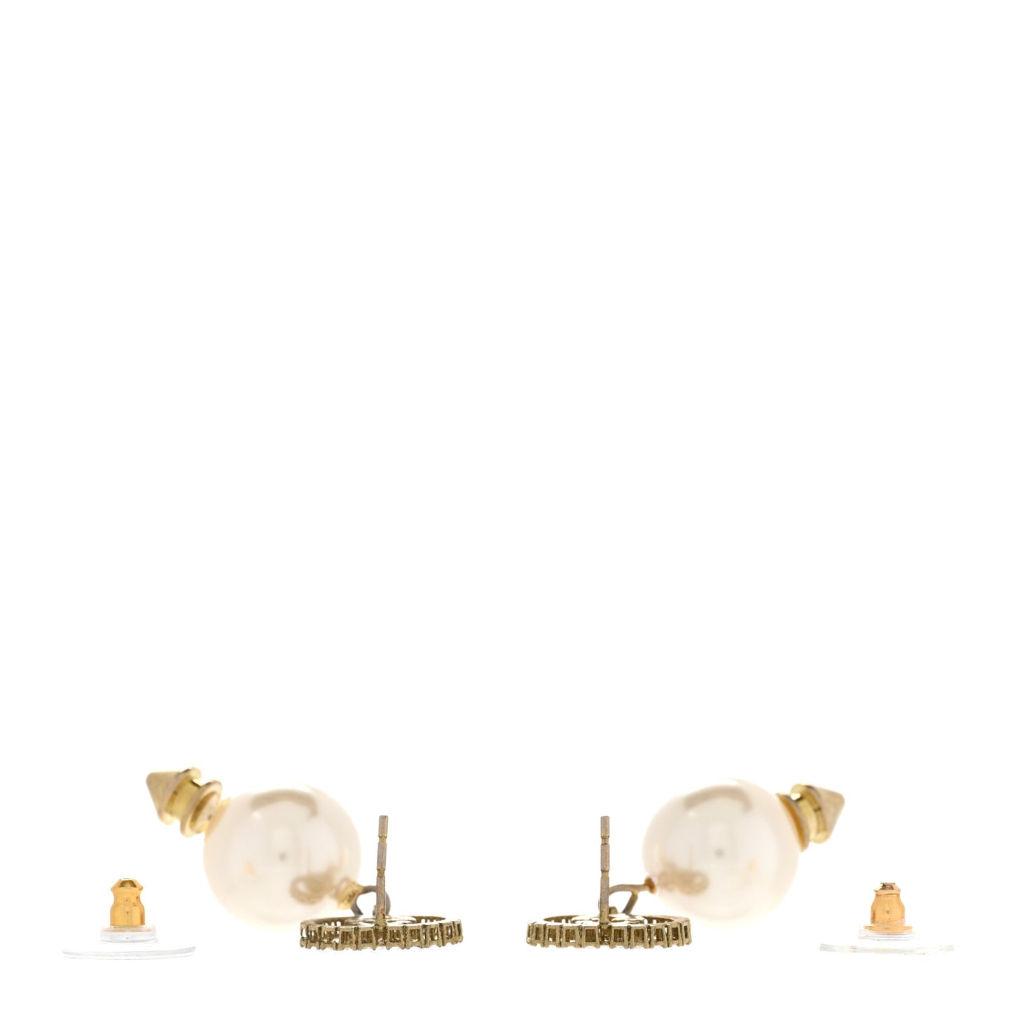 Metal Crystal Pearl Interlocking G Earrings Shiny Gold