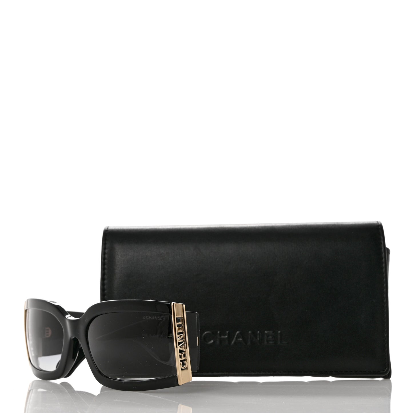 Acetate Rectangle Logo Sunglasses 571546A Black