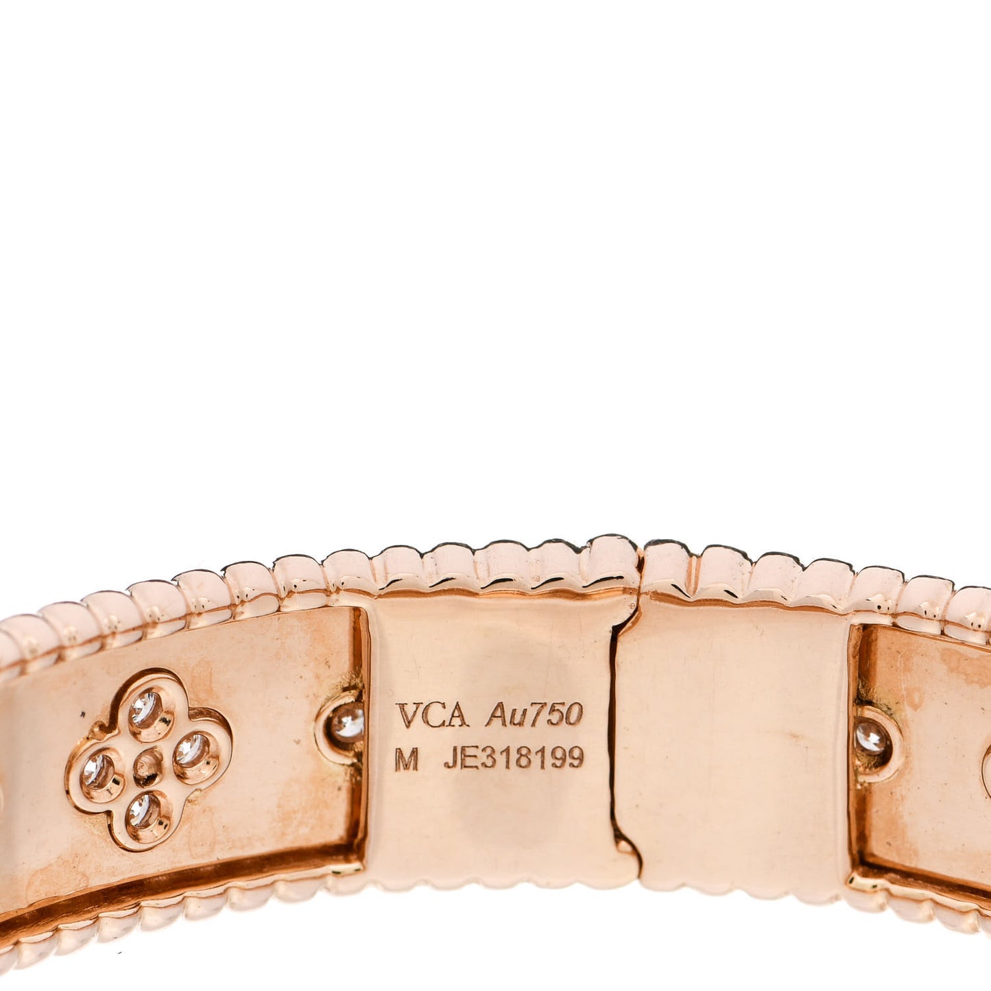 18K Rose Gold Diamond Perlee Clovers Bangle Bracelet M