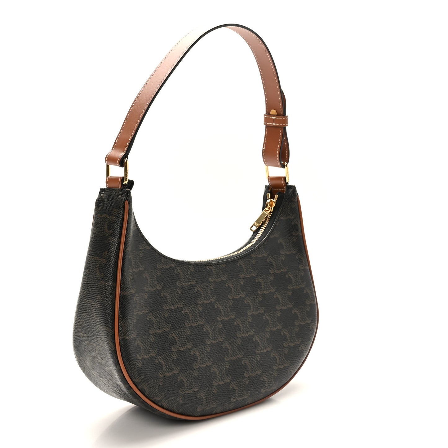 Triomphe Canvas Calfskin Ava Shoulder Bag Tan