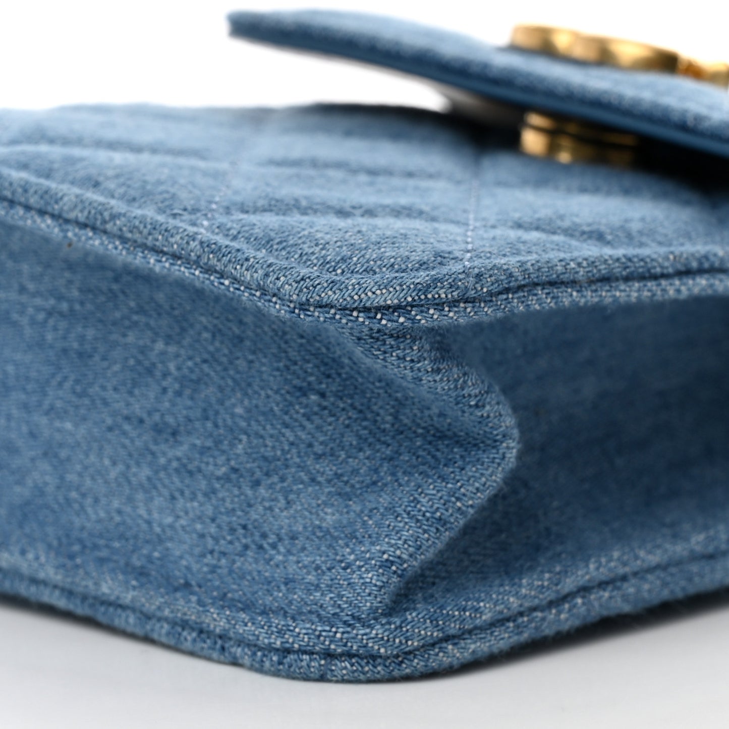 Denim Quilted Flap Mini Crossbody Blue