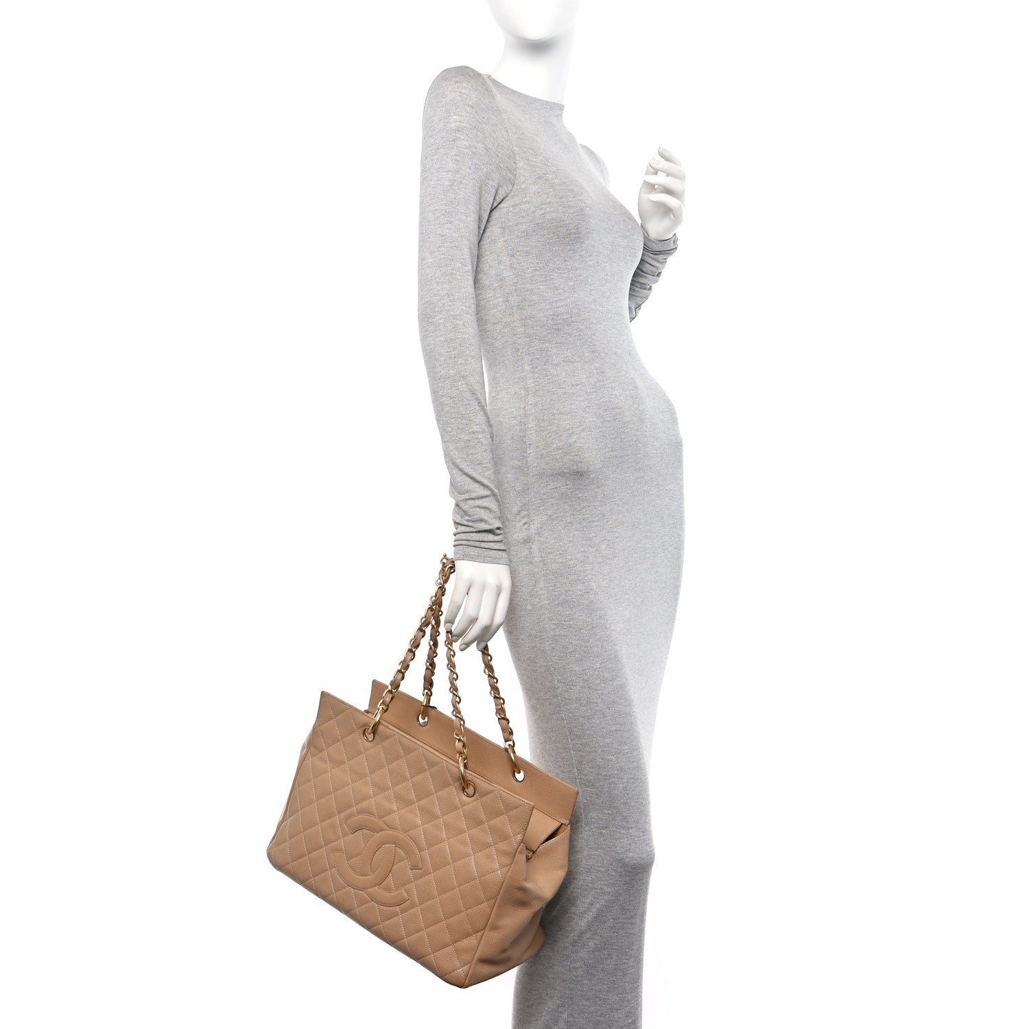 Chanel Caviar Quilted Grand Timeless Tote GTT Beige 2 of 14