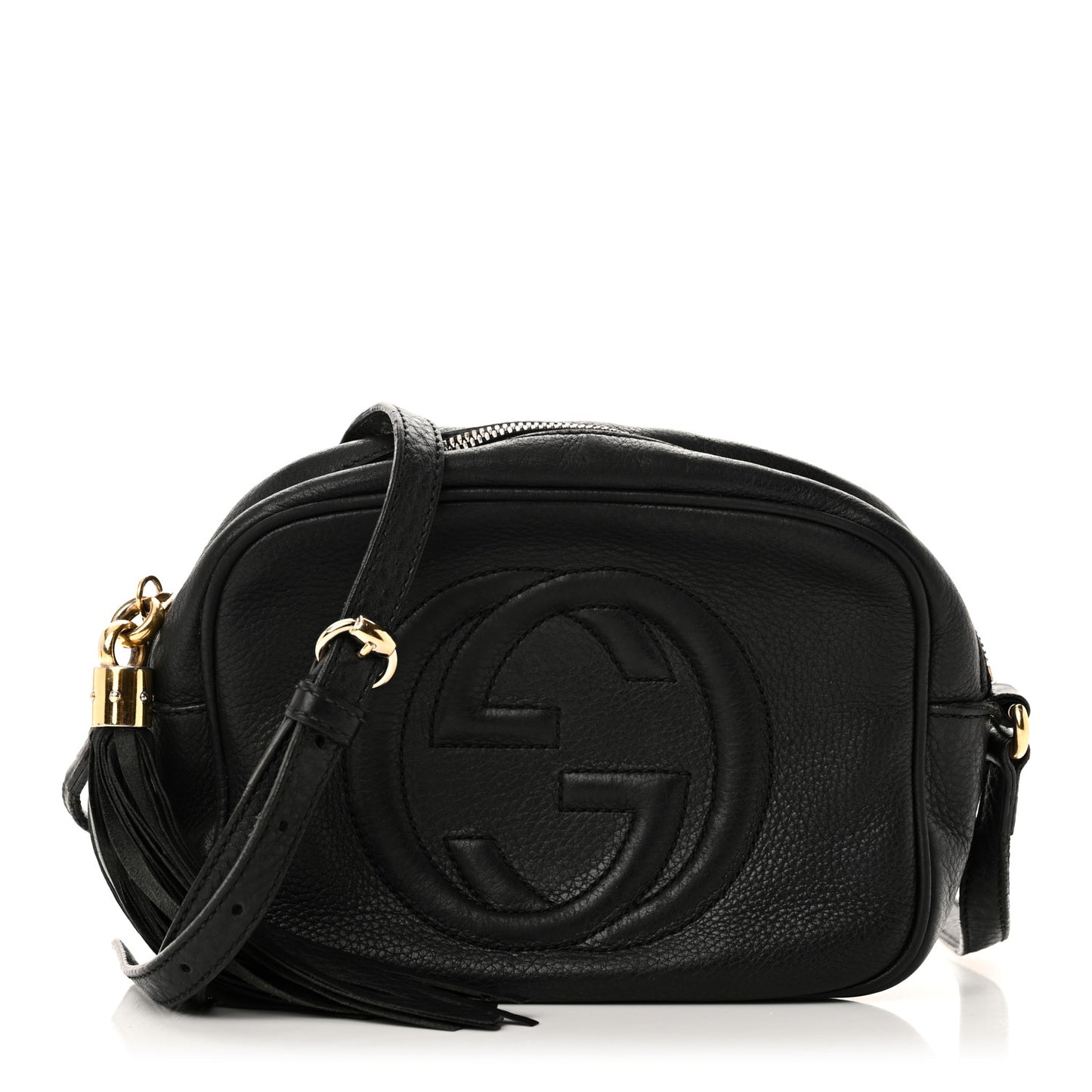 Pebbled Calfskin Small Soho Disco Bag Black