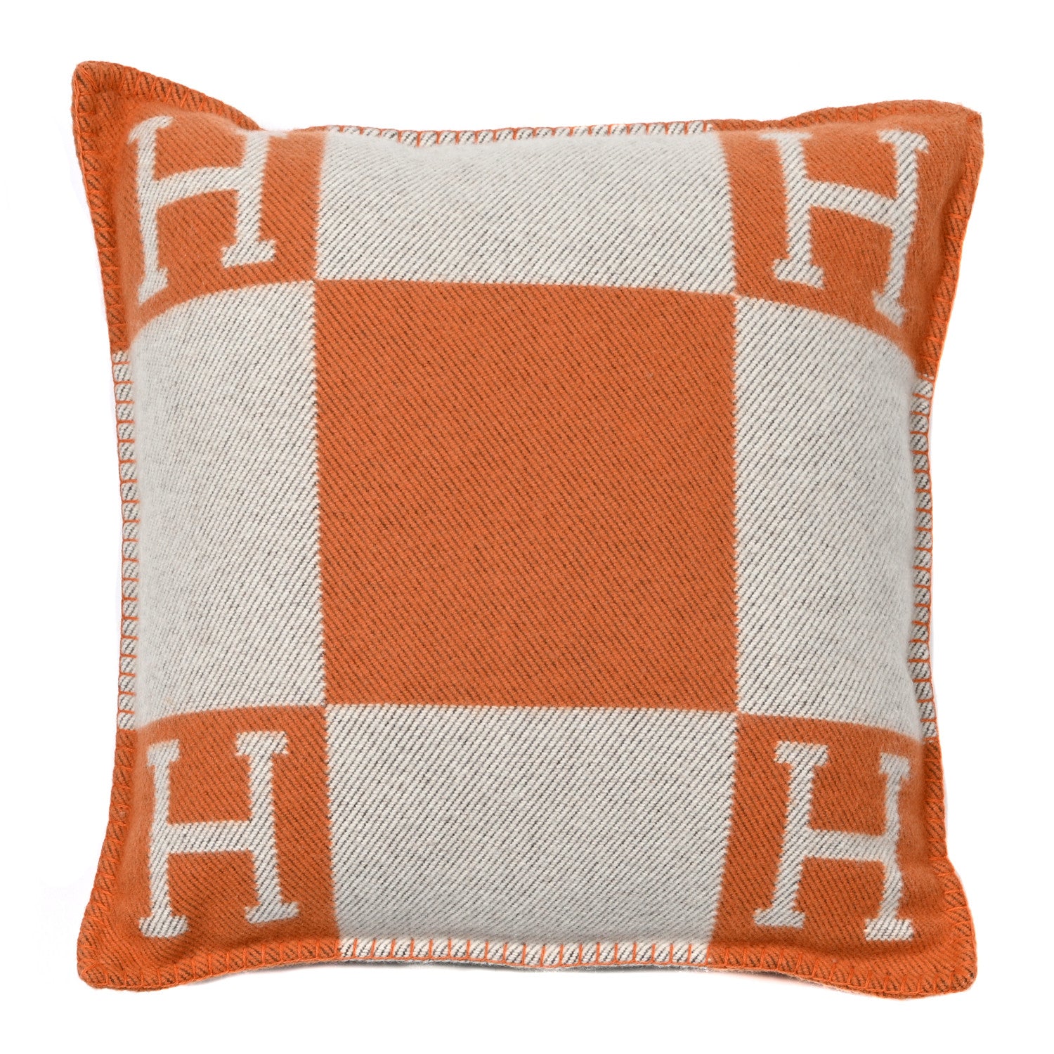 Hermes Wool Cashmere Avalon Pillow PM Ecru Potiron 1 of 3