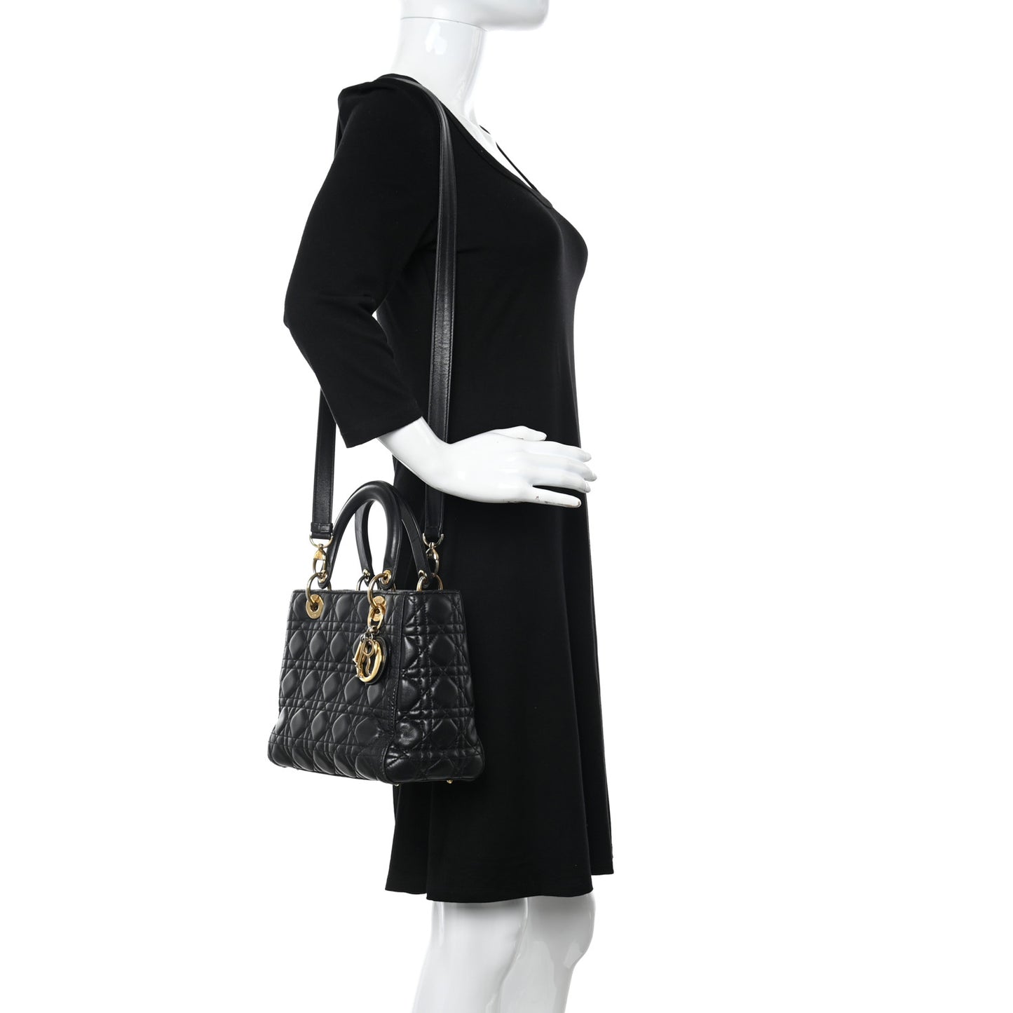 Lambskin Cannage Medium Lady Dior Black