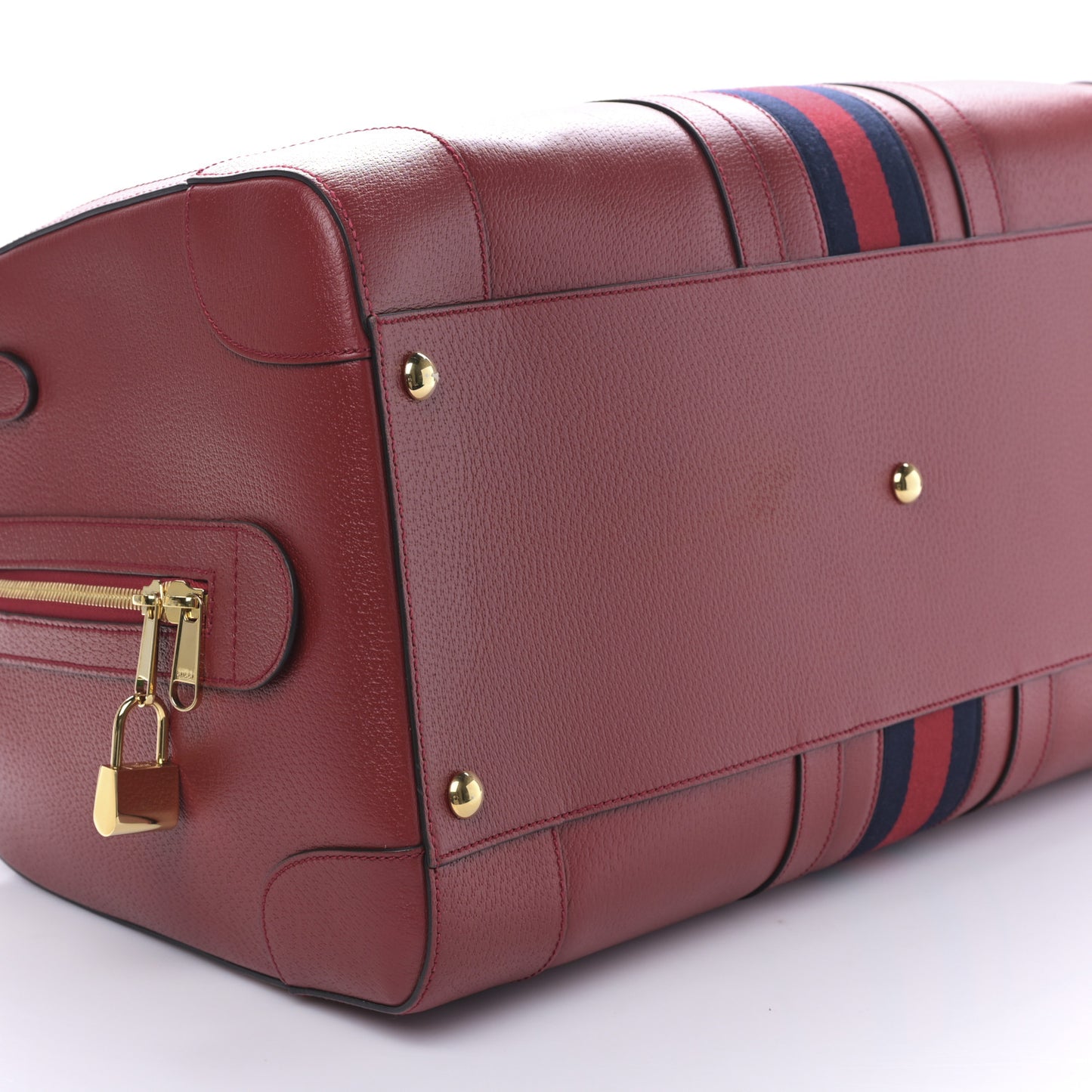 Textured Dollar Calfskin Web Large Savoy Duffle Bag Red