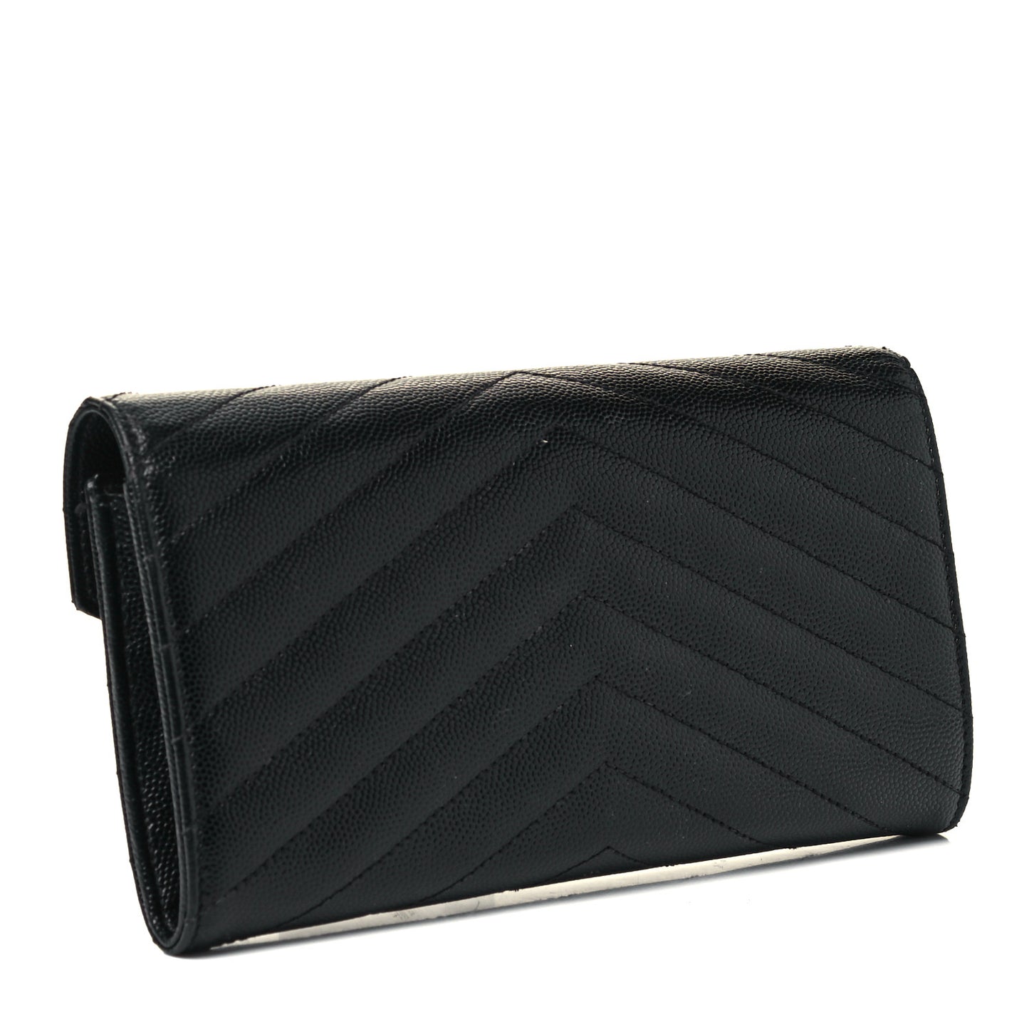 Grain De Poudre Matelasse Chevron Monogram Flap Wallet Black