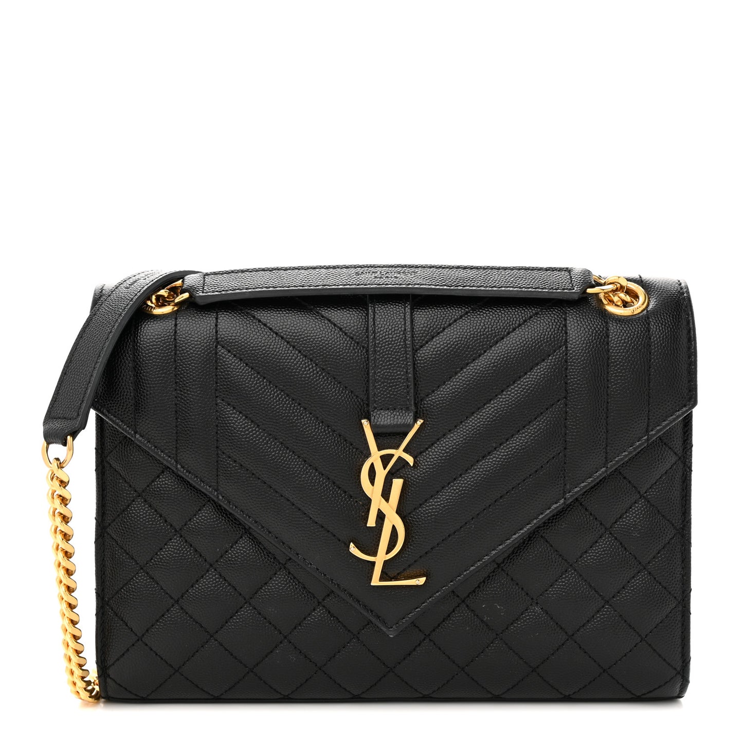 Grain De Poudre Textured Mixed Matelasse Triquilt Medium Monogram Satchel Black