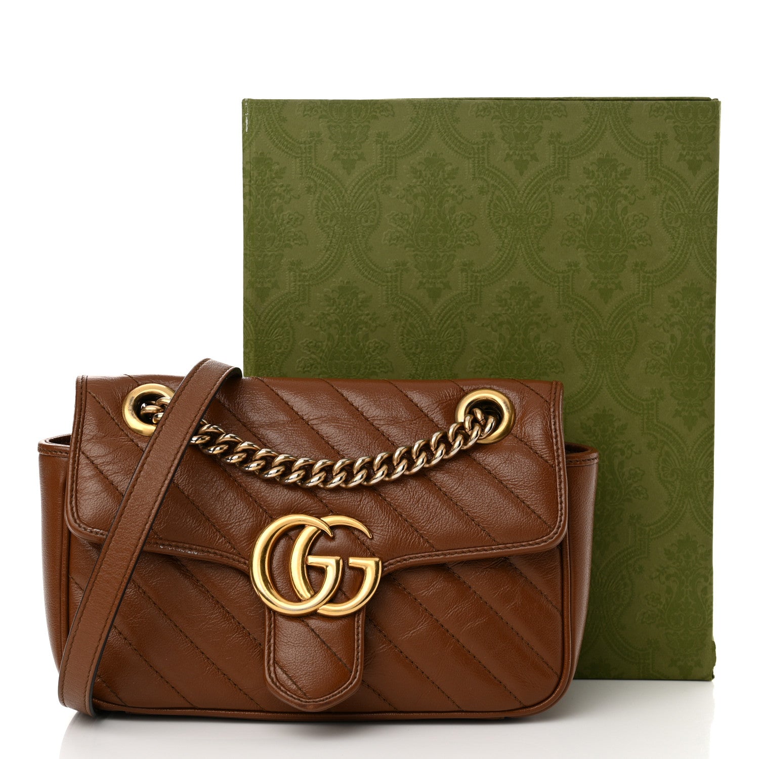 Gucci Azalea Calfskin Matelasse Diagonal Mini GG Marmont Shoulder Bag Cuir 18 of 18