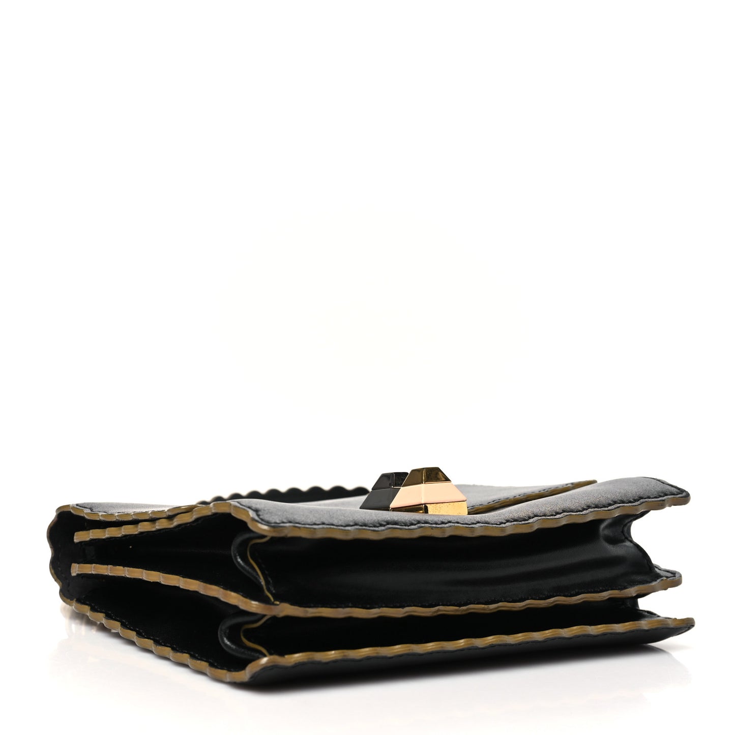 Vitello Liberty Scalloped Studded Small Kan I Shoulder Bag Black
