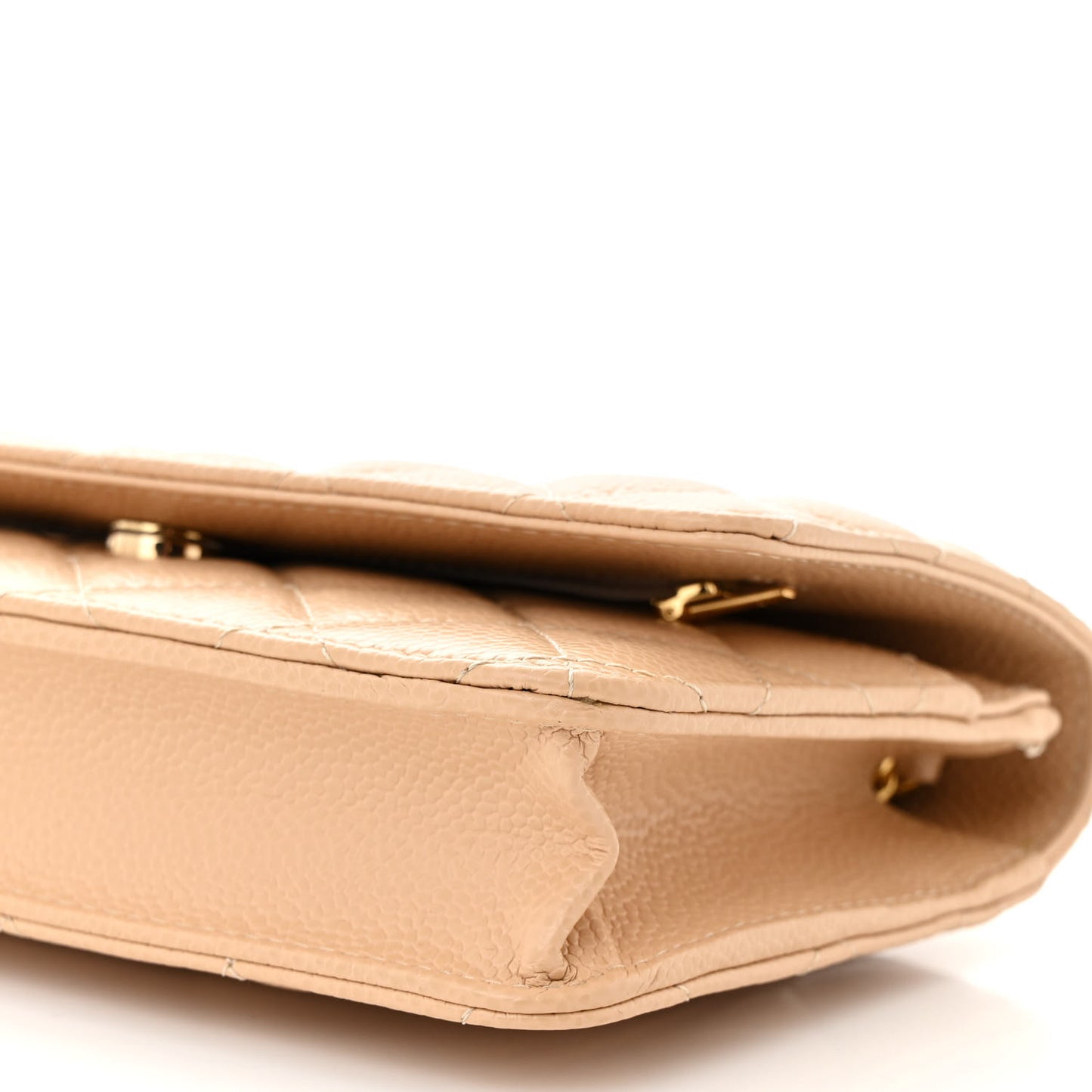 Caviar Quilted Wallet on Chain WOC Beige