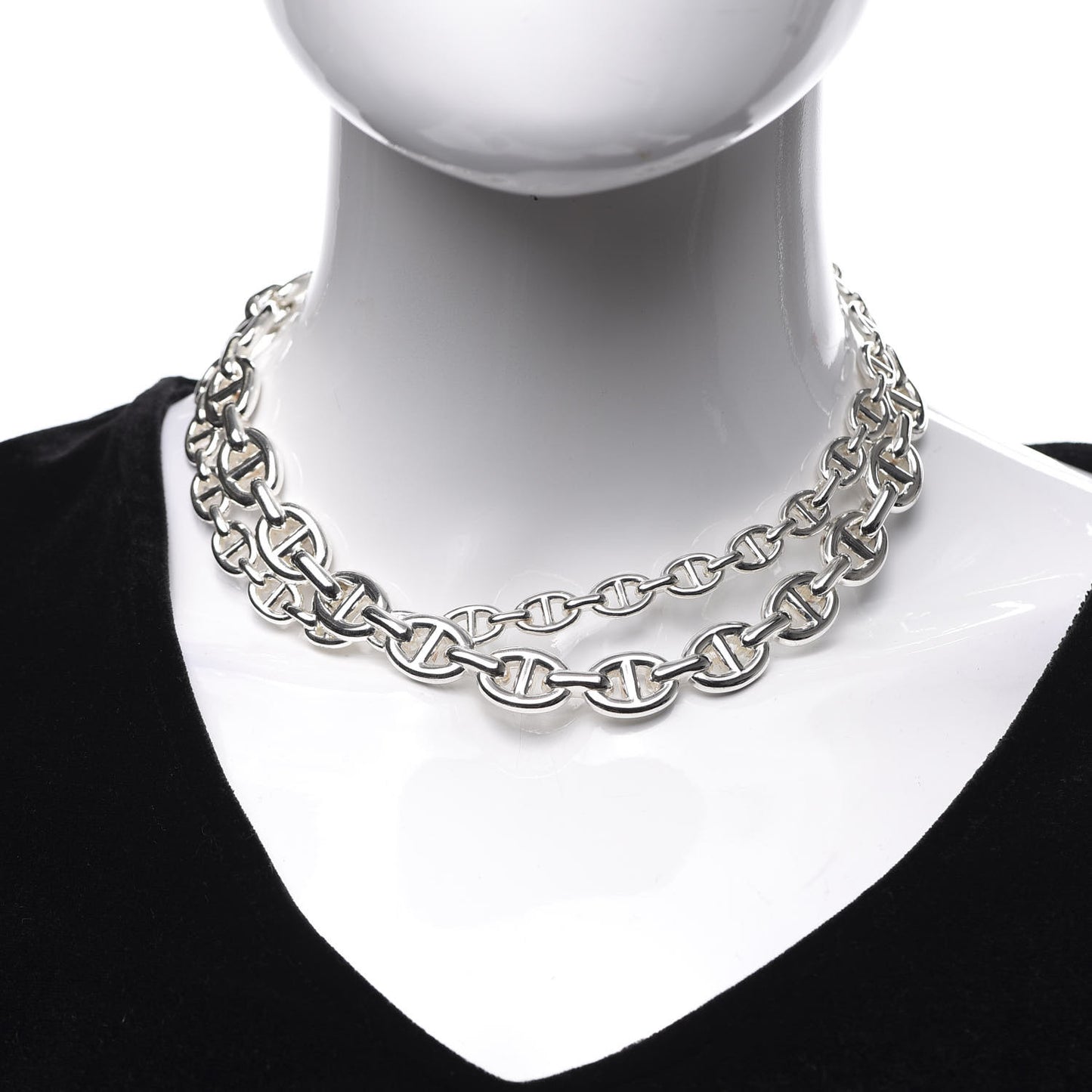 Sterling Silver Chaine d'Ancre Enchainee Collar Necklace