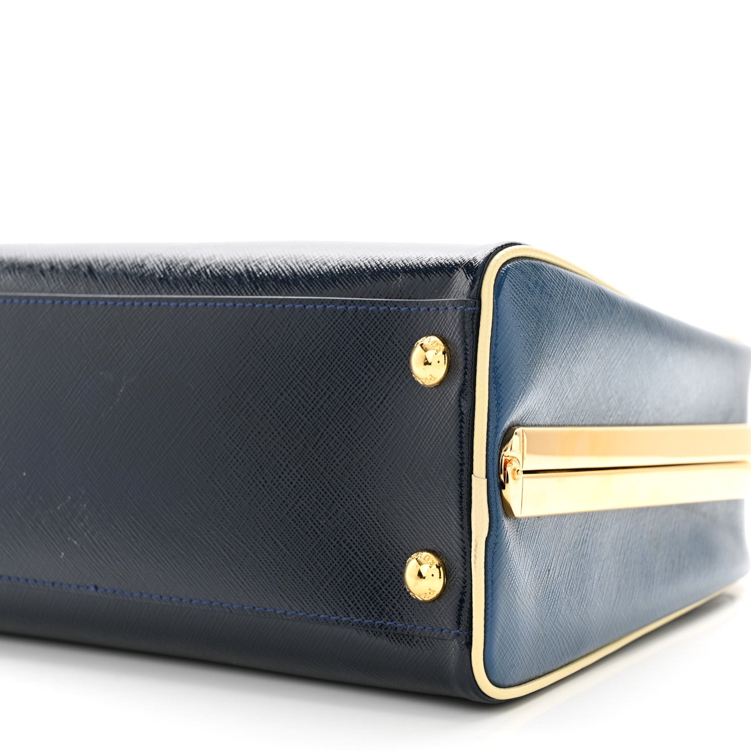 Prada Saffiano Vernice Pyramid Bag Black Bluette 9 of 14