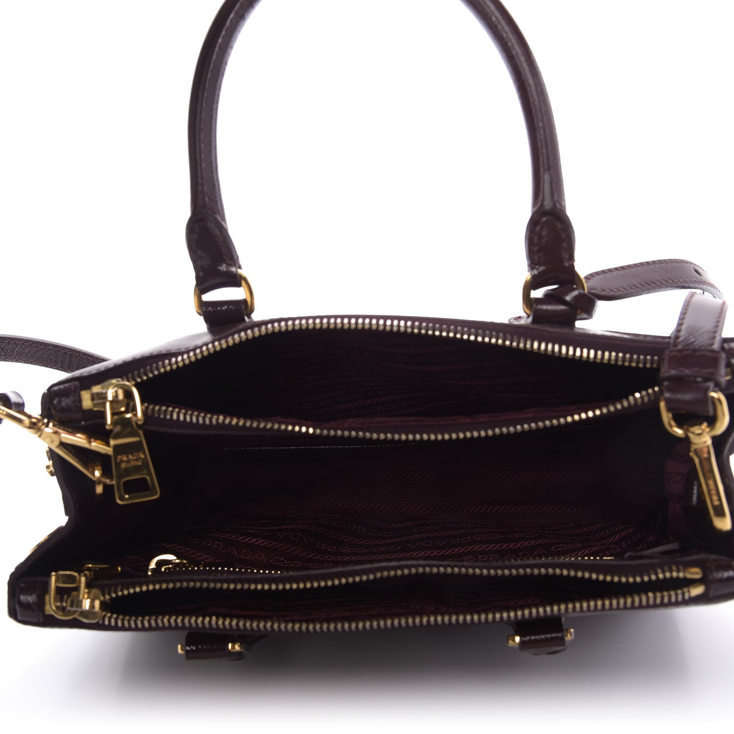 Prada Saffiano Vernice Mini Galleria Double Zip Tote Granato 5 of 9