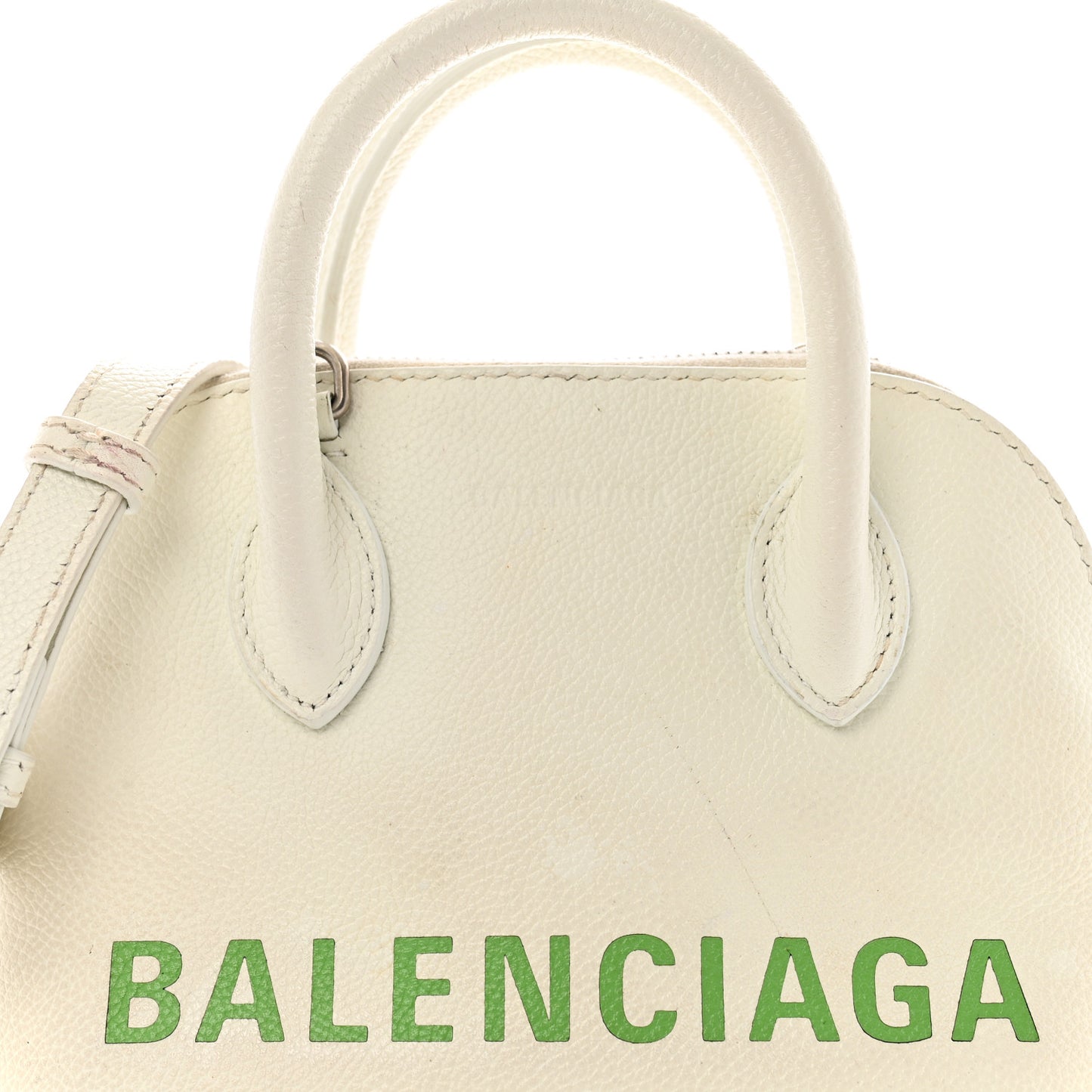 Grained Calfskin Logo XXS Ville Top Handle Bag White Light Green