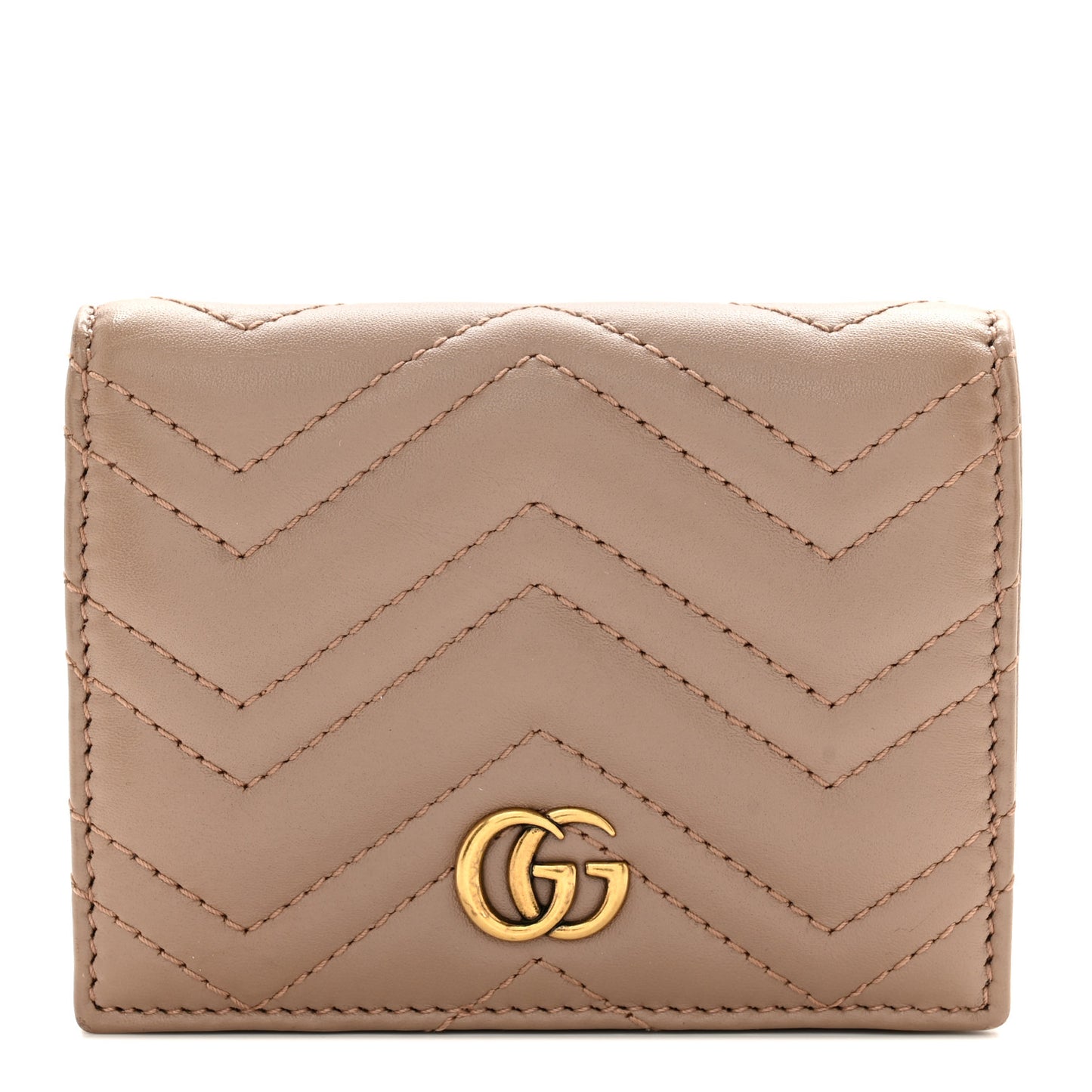 Calfskin Matelasse GG Marmont Card Case Wallet Porcelain Rose