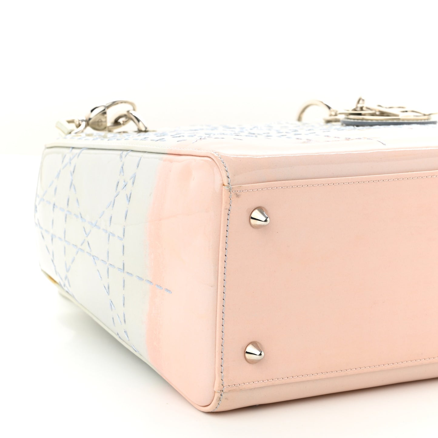 Patent Cannage Gradient Medium Lady Dior Blue Coral