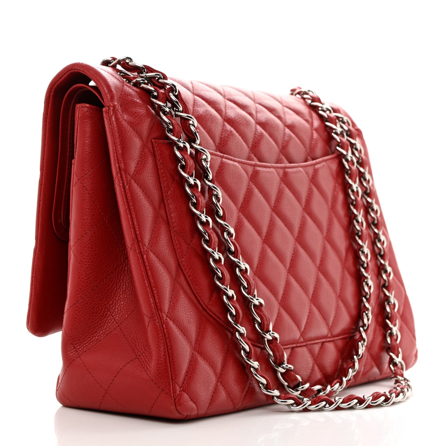 Caviar Quilted Maxi Double Flap Red