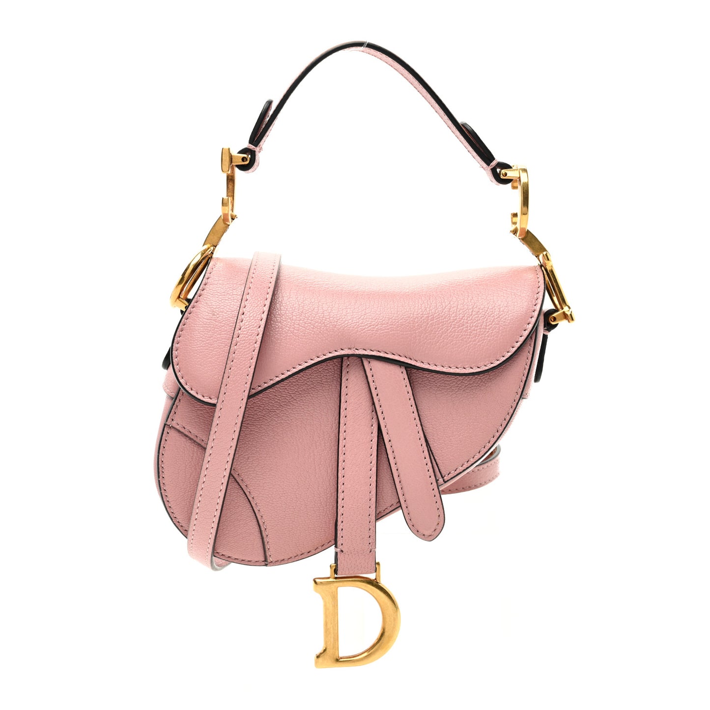 Goatskin Micro Saddle Bag With Strap Old Rose