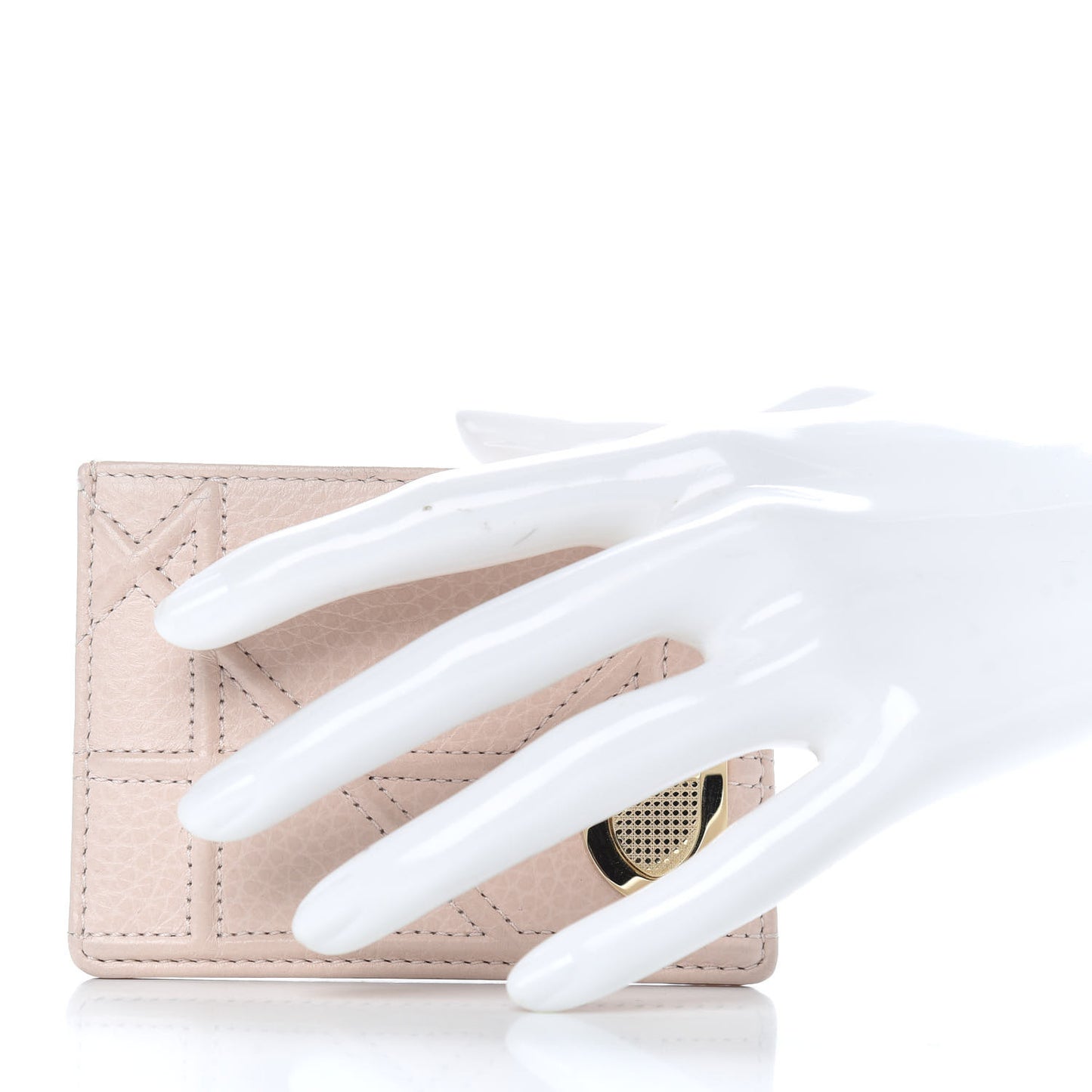 Grained Calfskin Cannage Diorama Card Holder Rose Poudre