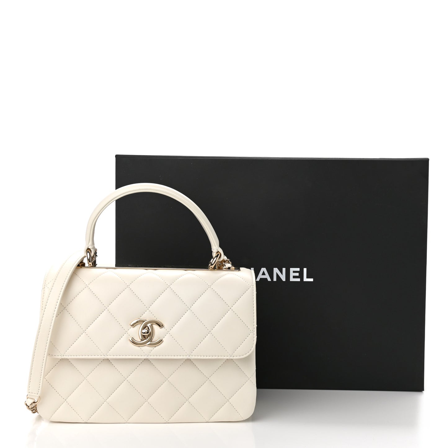 Lambskin Quilted Small Trendy CC Dual Handle Flap Bag White