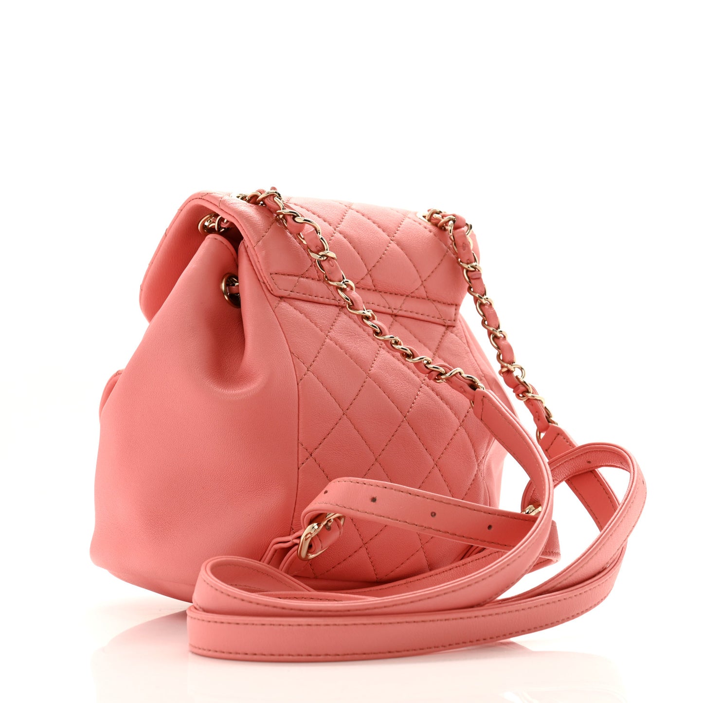 Lambskin Quilted Small Duma Drawstring Backpack Pink