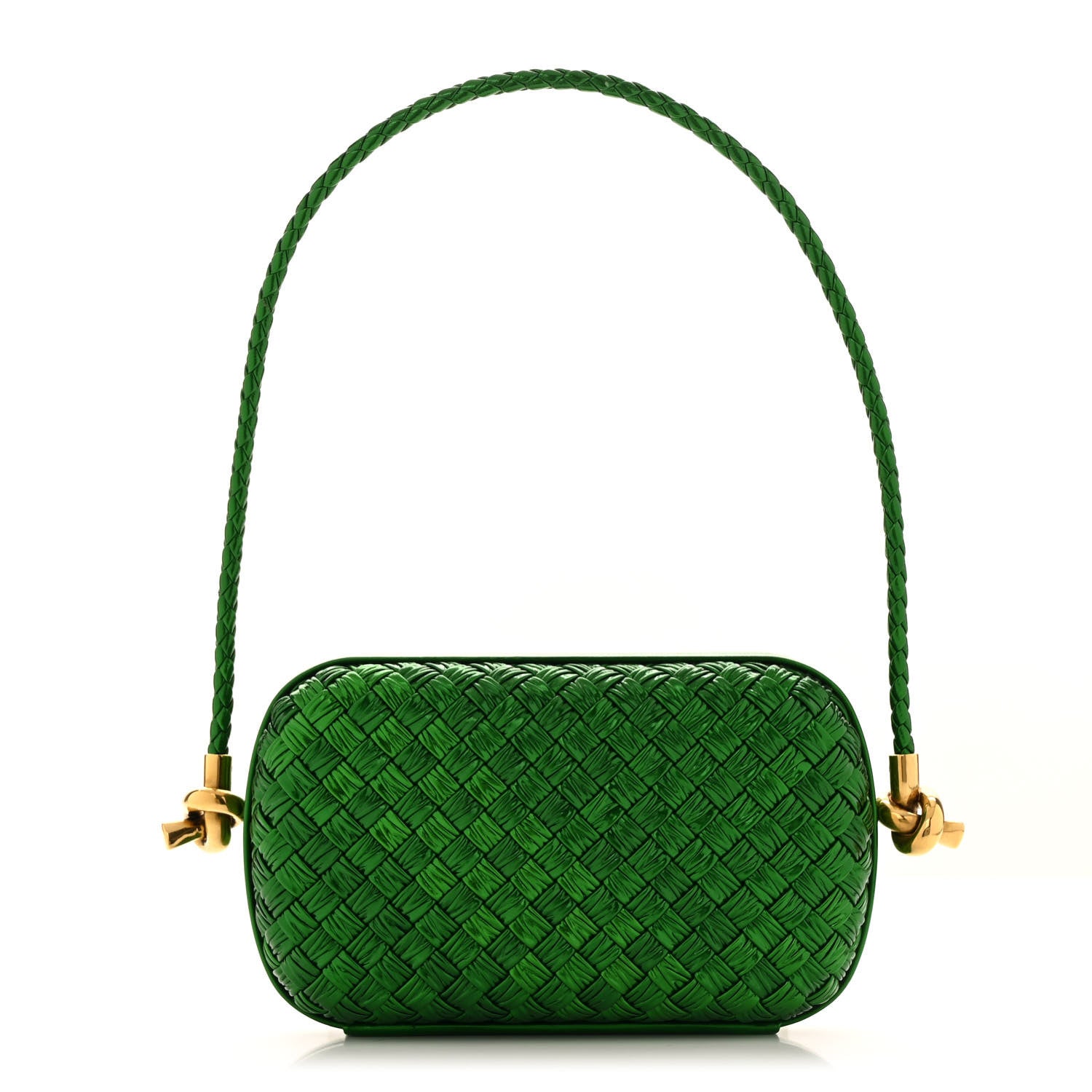 Bottega Veneta Metallic Calfskin Intrecciato Knot On Strap Envy 1 of 11