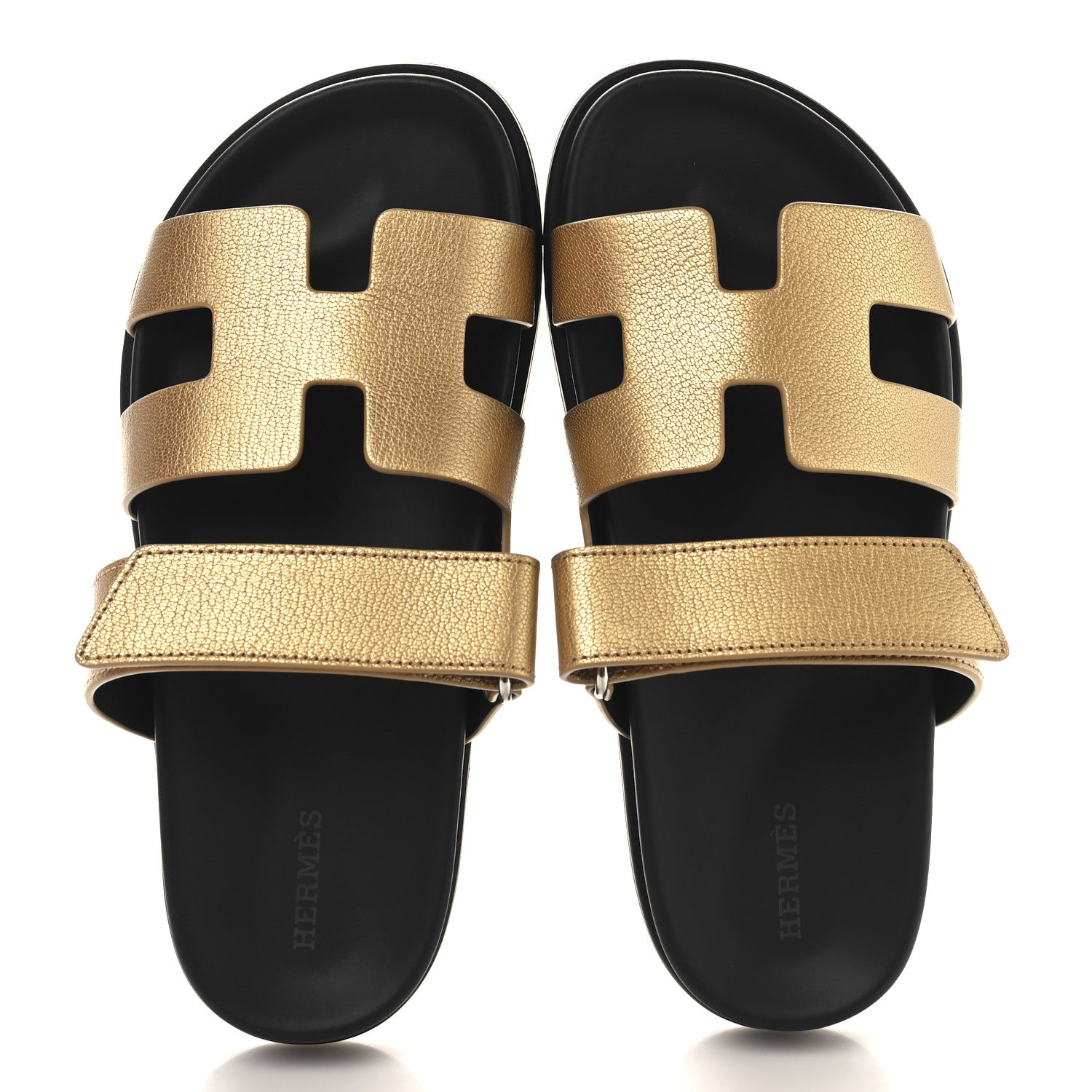Hermes Metallic Goatskin Womens Chypre Sandals 37 Dore 2 of 10