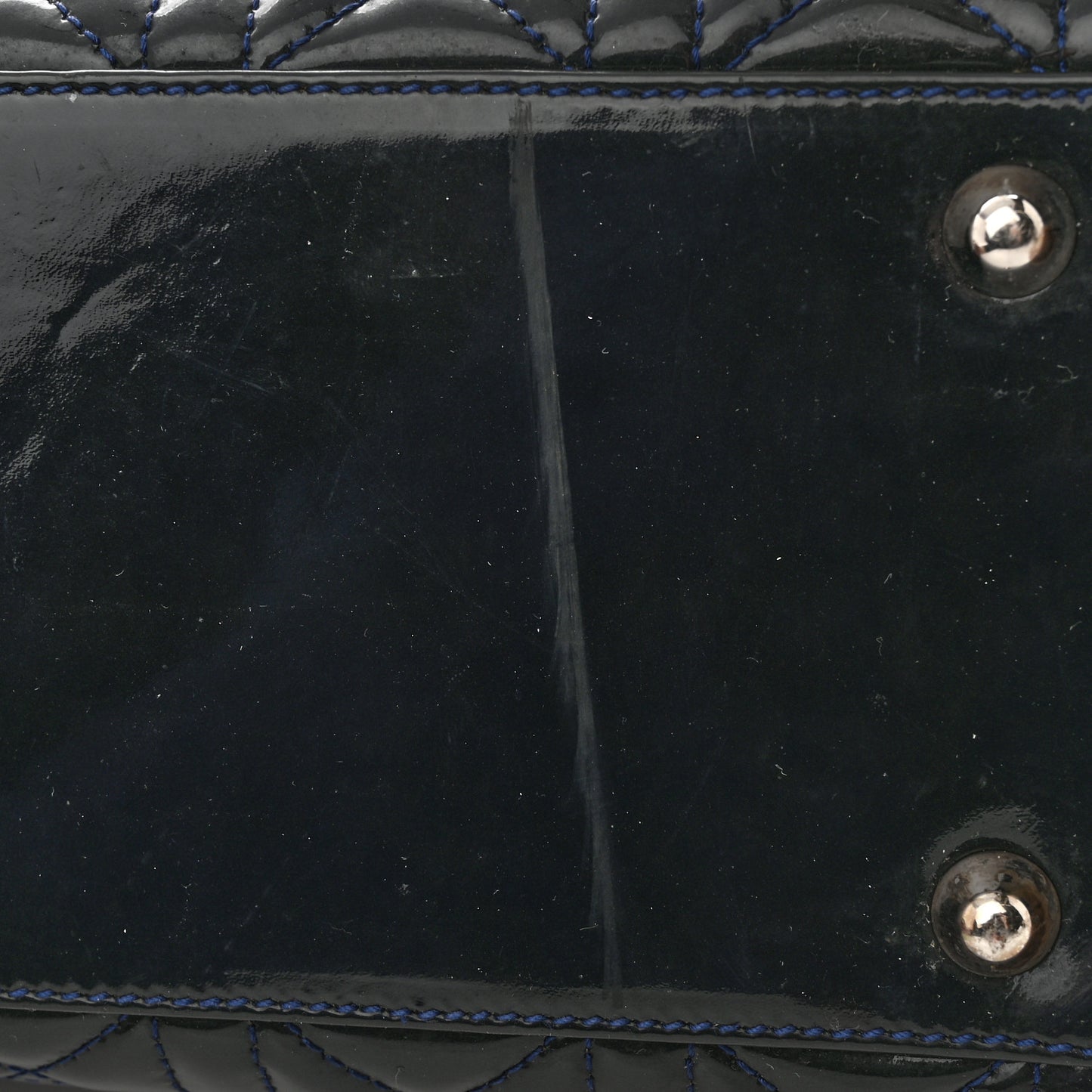 Patent Cannage Large Lady Dior Navy Blue