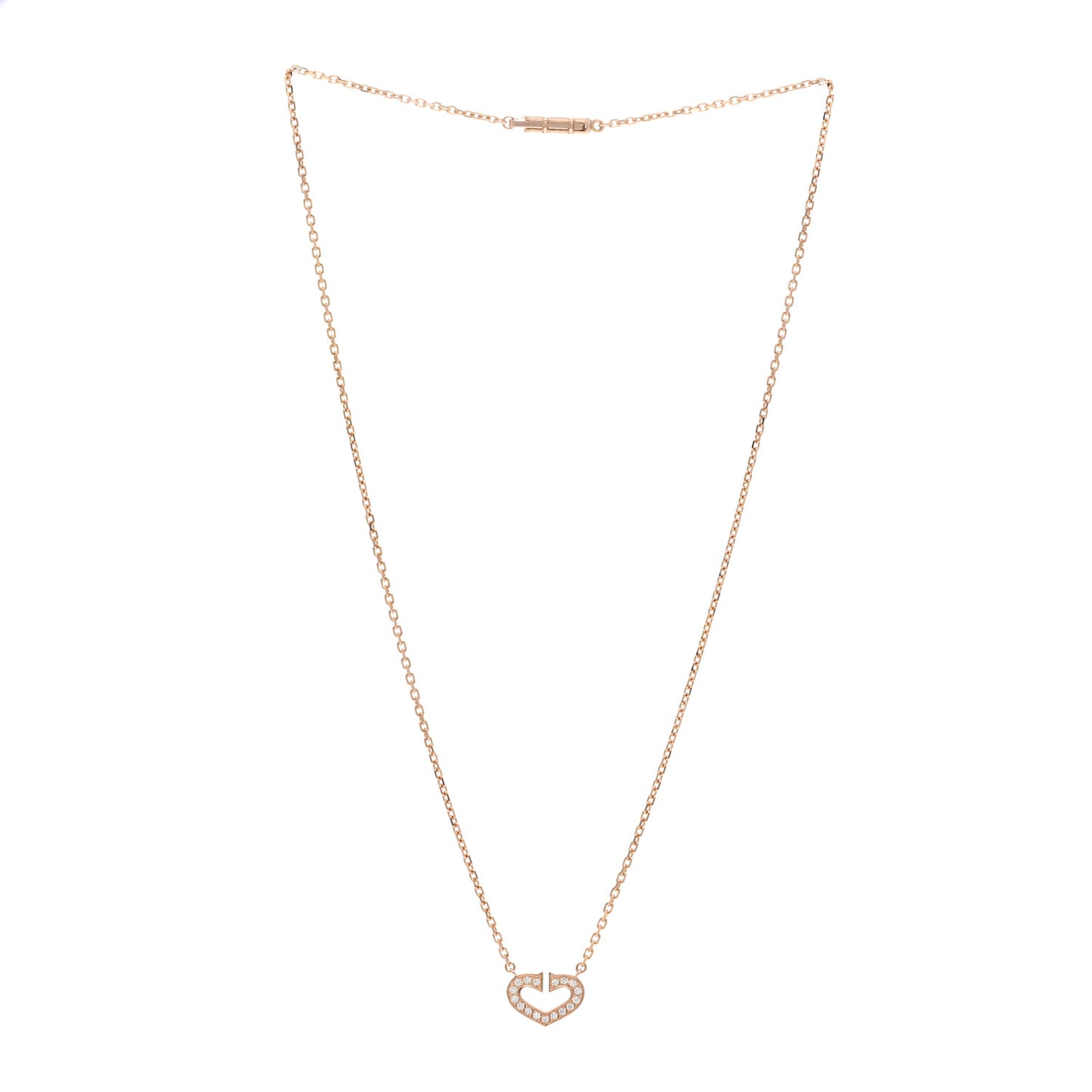 18K Pink Gold Diamond Hearts And Symbols Pendant Necklace