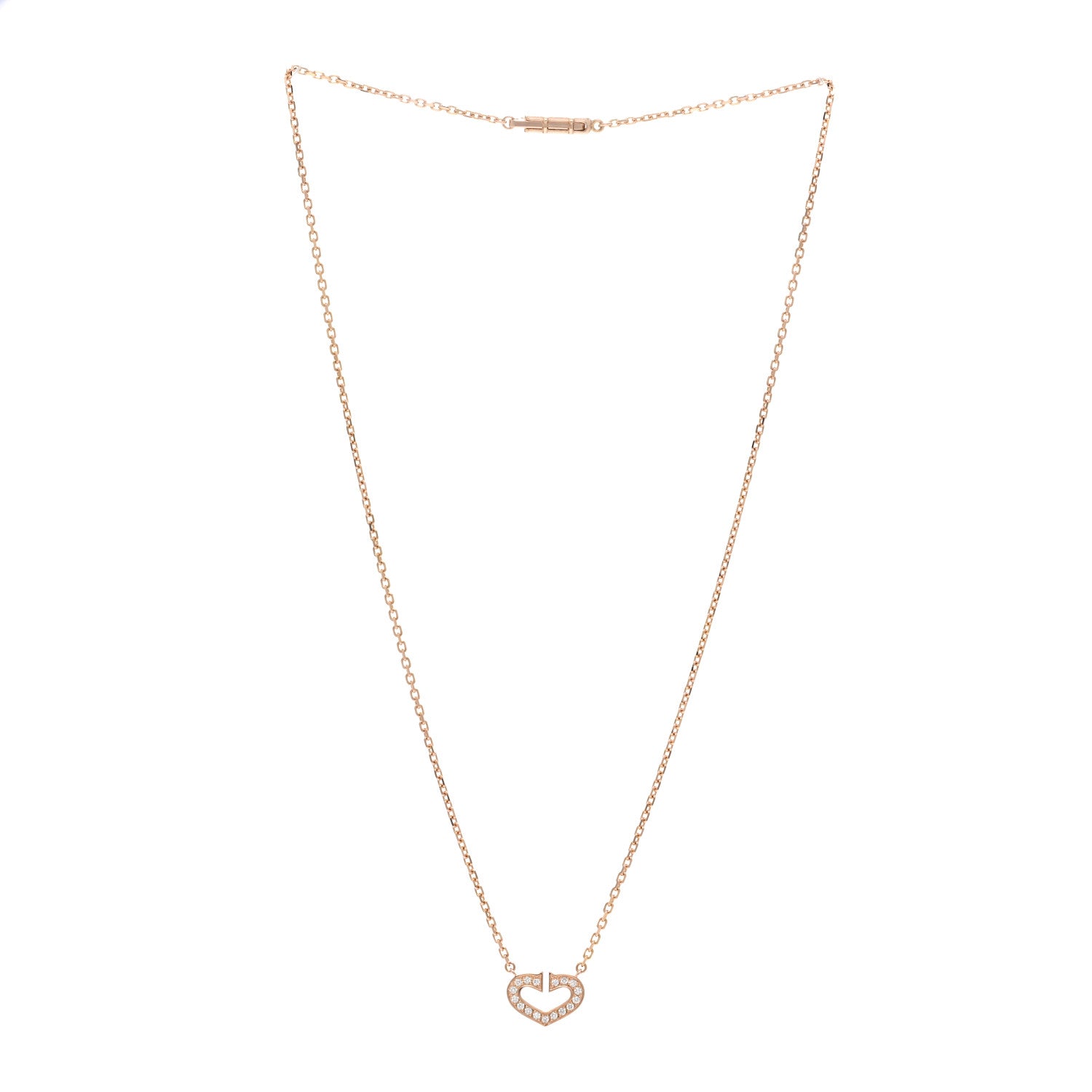 Cartier 18K Pink Gold Diamond Hearts And Symbols Pendant Necklace 4 of 4