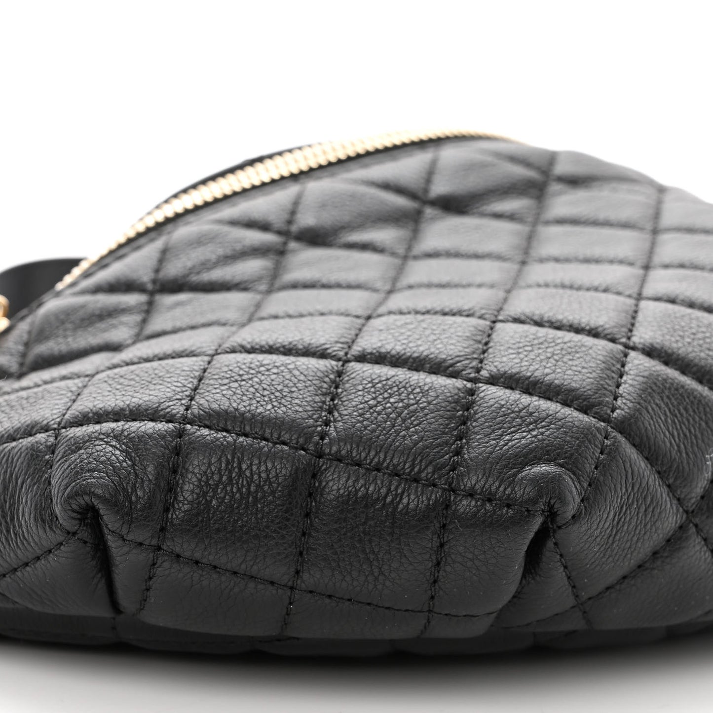 Calfskin Quilted Banane Waist Bag Fanny Pack Black