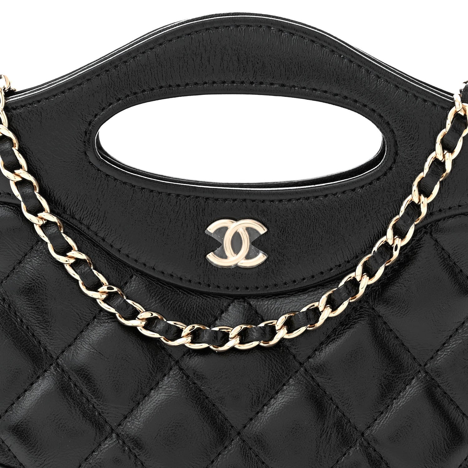 Chanel Shiny Crumpled Calfskin Quilted Nano 31 Shopping Bag Black 8 of 11