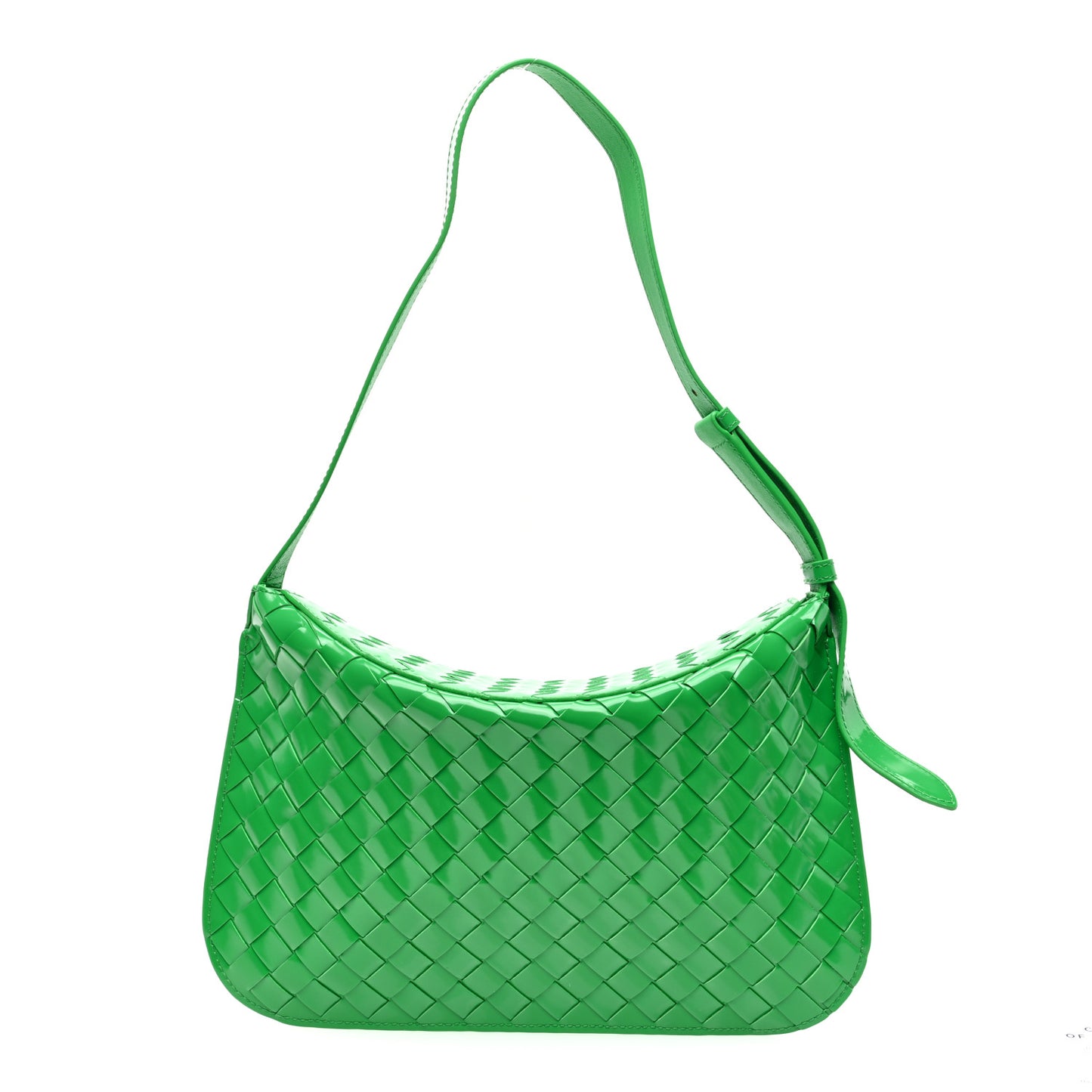 Brushed Calfskin Intrecciato Cradle Fold Over Shoulder Bag Parakeet