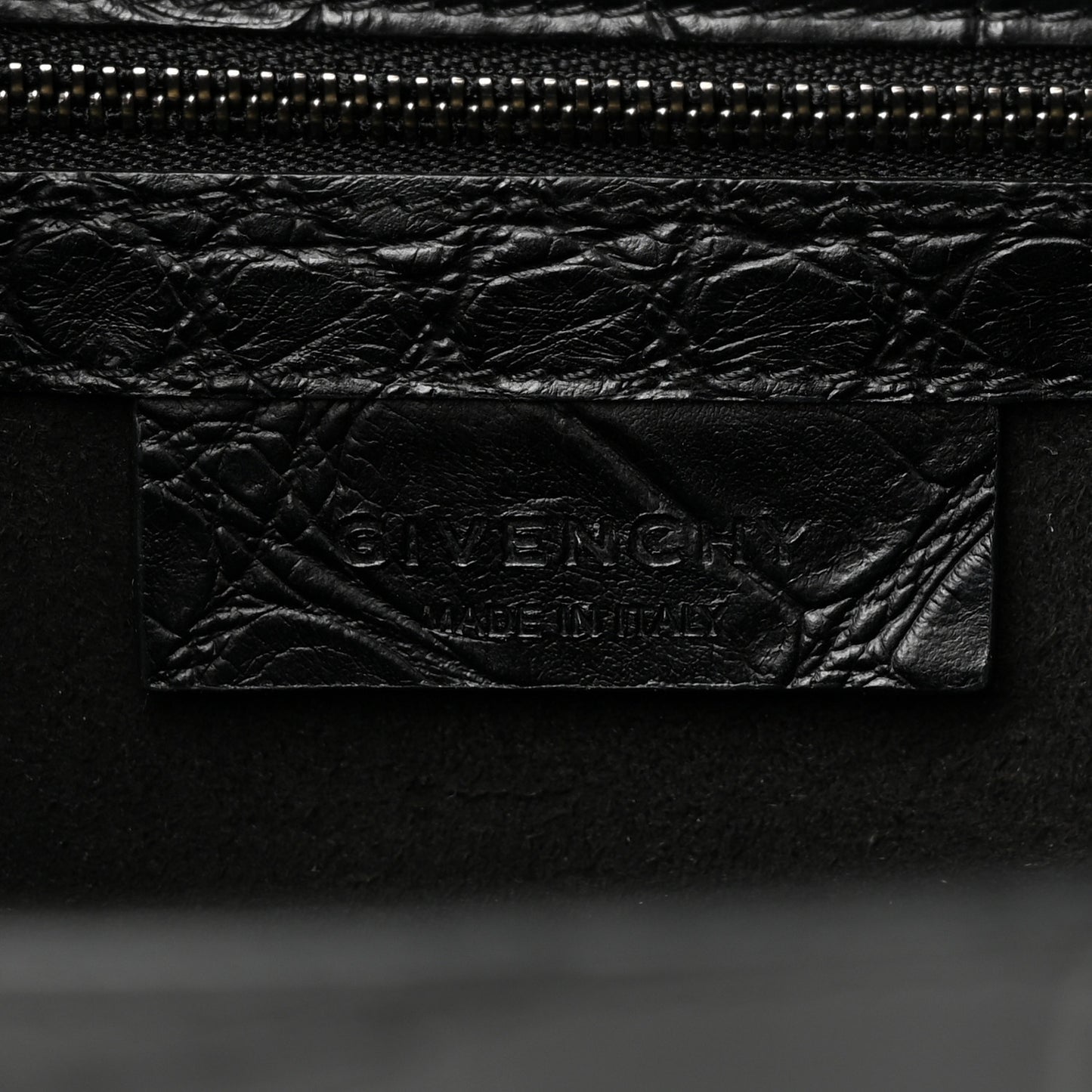Calfskin Crocodile Embossed Medium Pandora Box Crossbody Bag Black