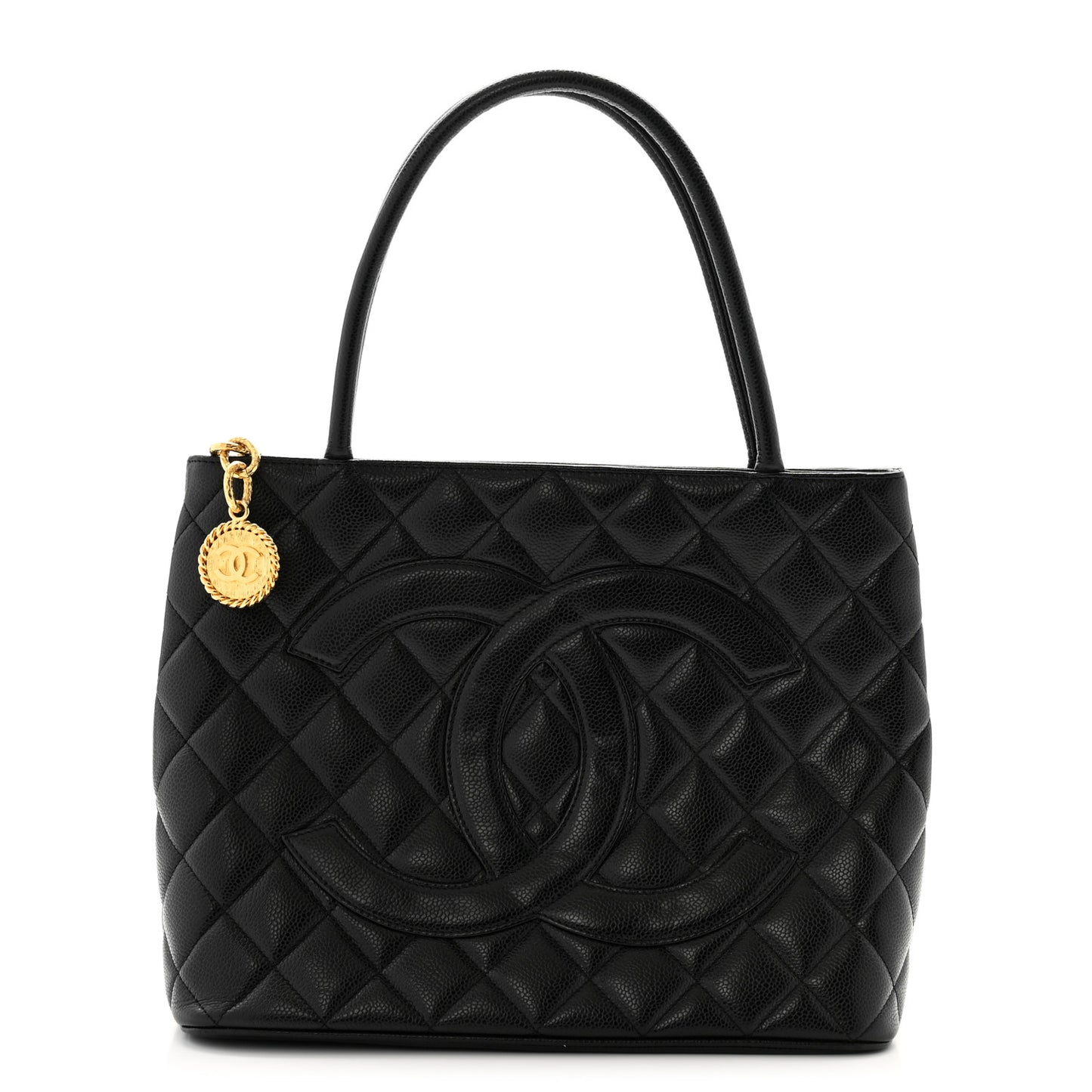 Caviar Quilted Medallion Tote Black