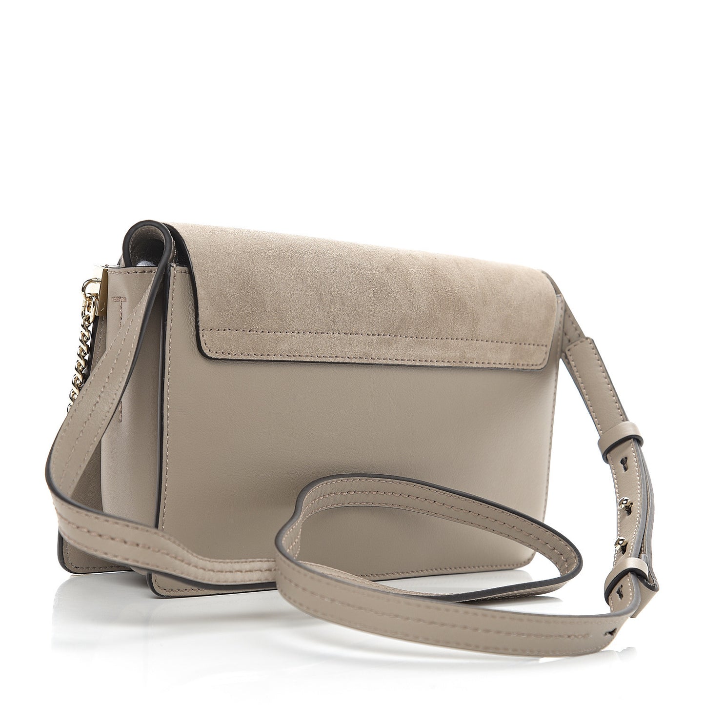 Suede Calfskin Small Faye Shoulder Bag Motty Grey